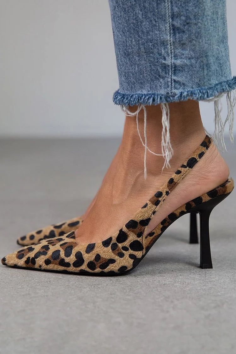 Maria™ - POINTED TOE LEOPARD PRINT SLINGBACK STILETTO HEELS