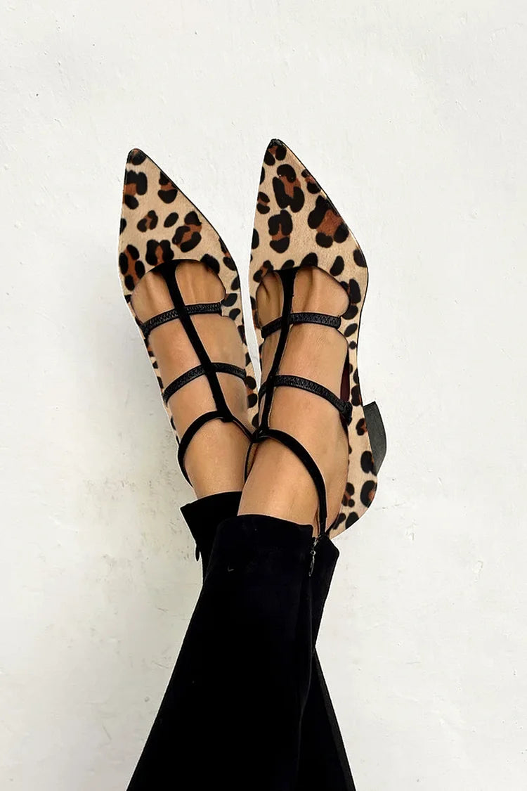 Ludovica™ | Animal Print Ballet Flats with Thin Straps