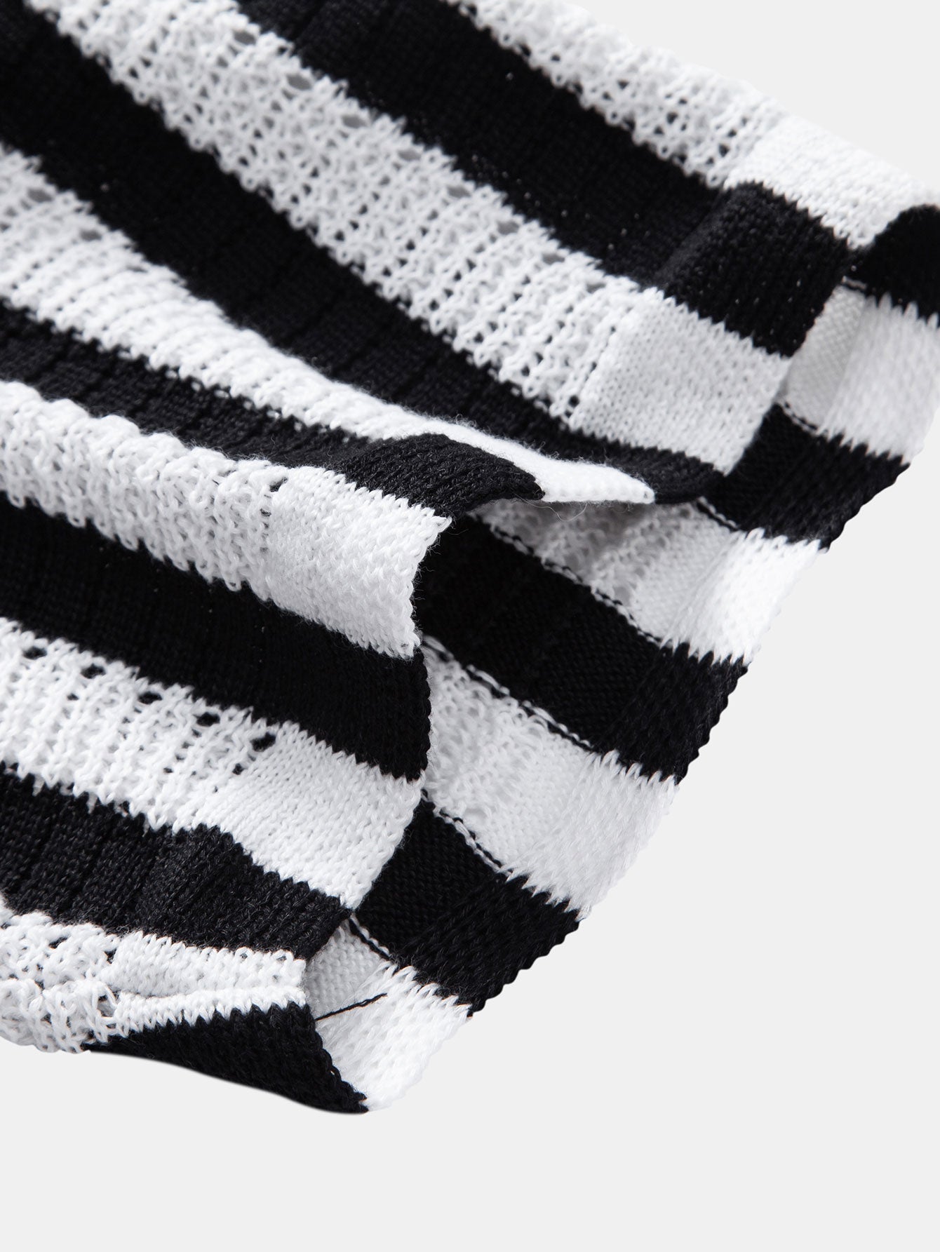 Shirt with Striped Crocheted Drop Shoulder