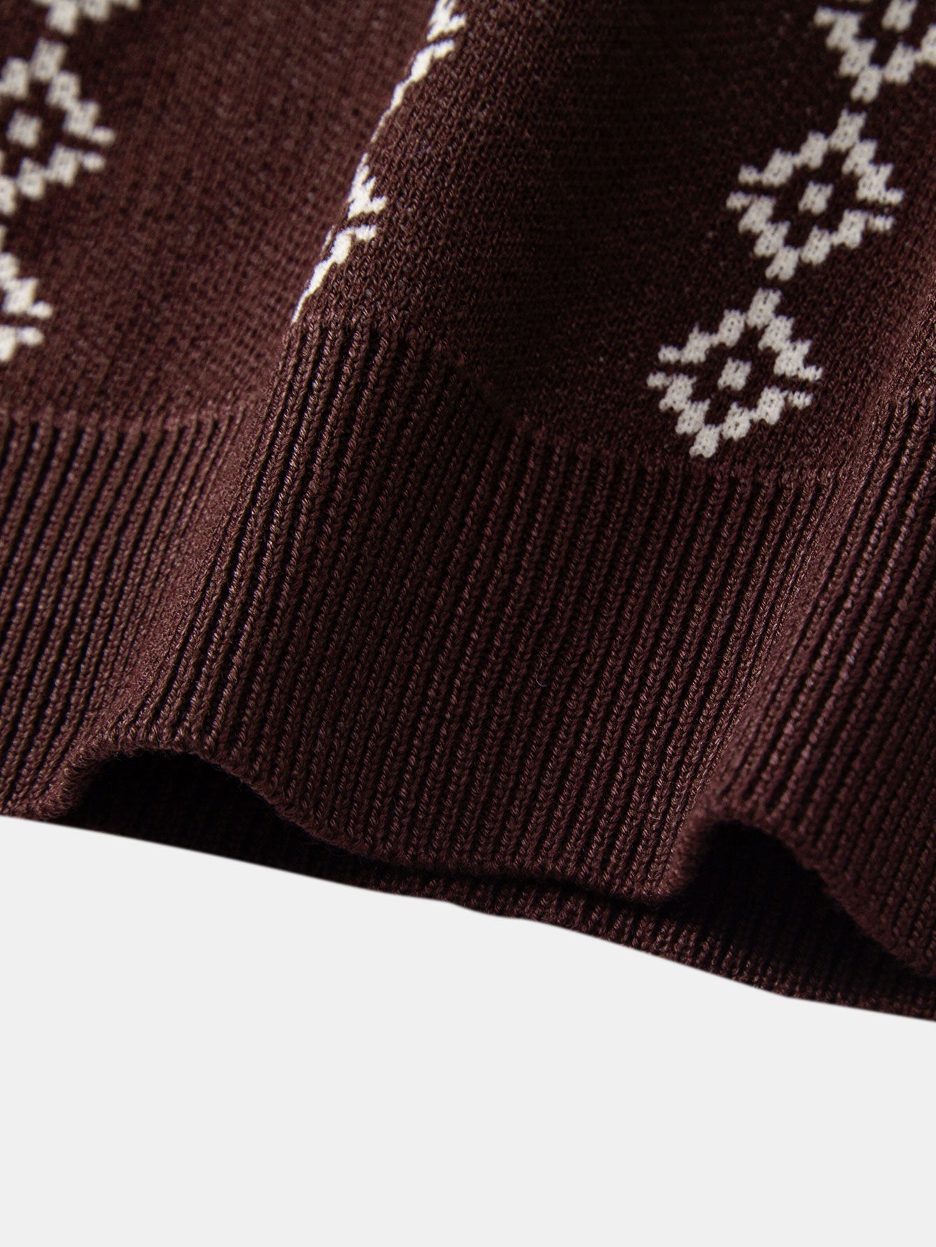 Geometric Knitted V-Neck Polo Shirt