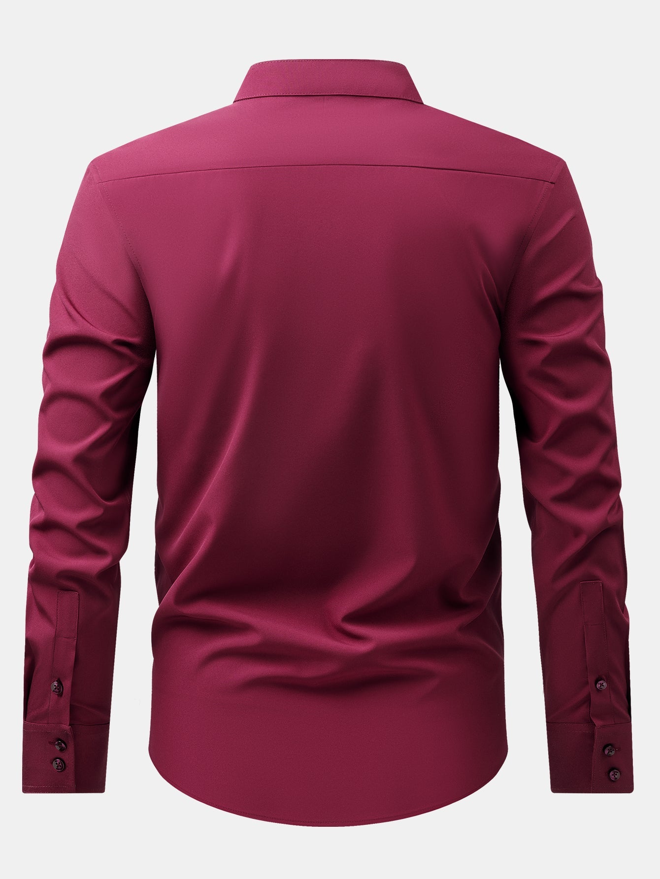 Wrinkle-Free Covered Button Placket Stand Collar Shirt