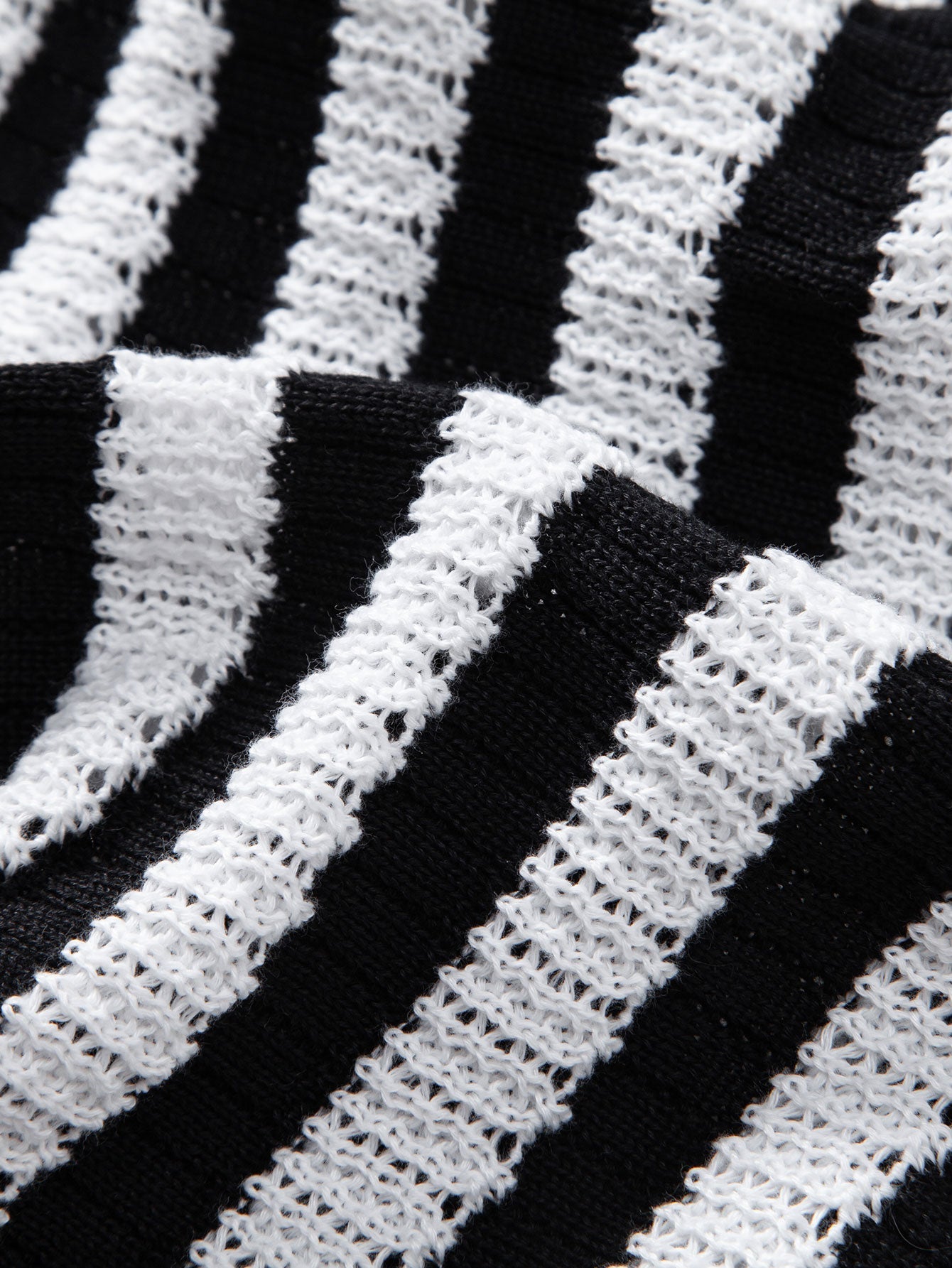 Shirt with Striped Crocheted Drop Shoulder