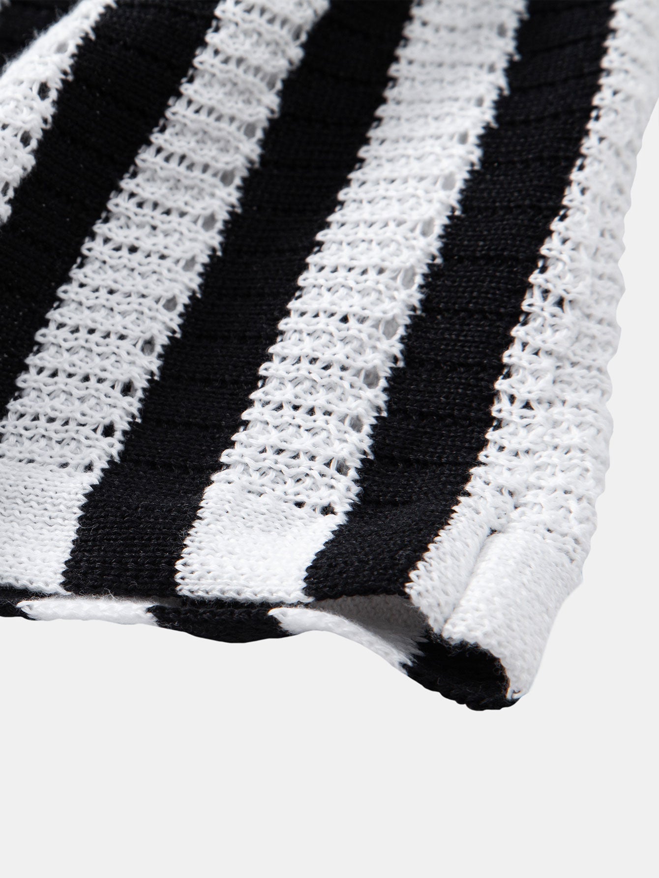 Shirt with Striped Crocheted Drop Shoulder