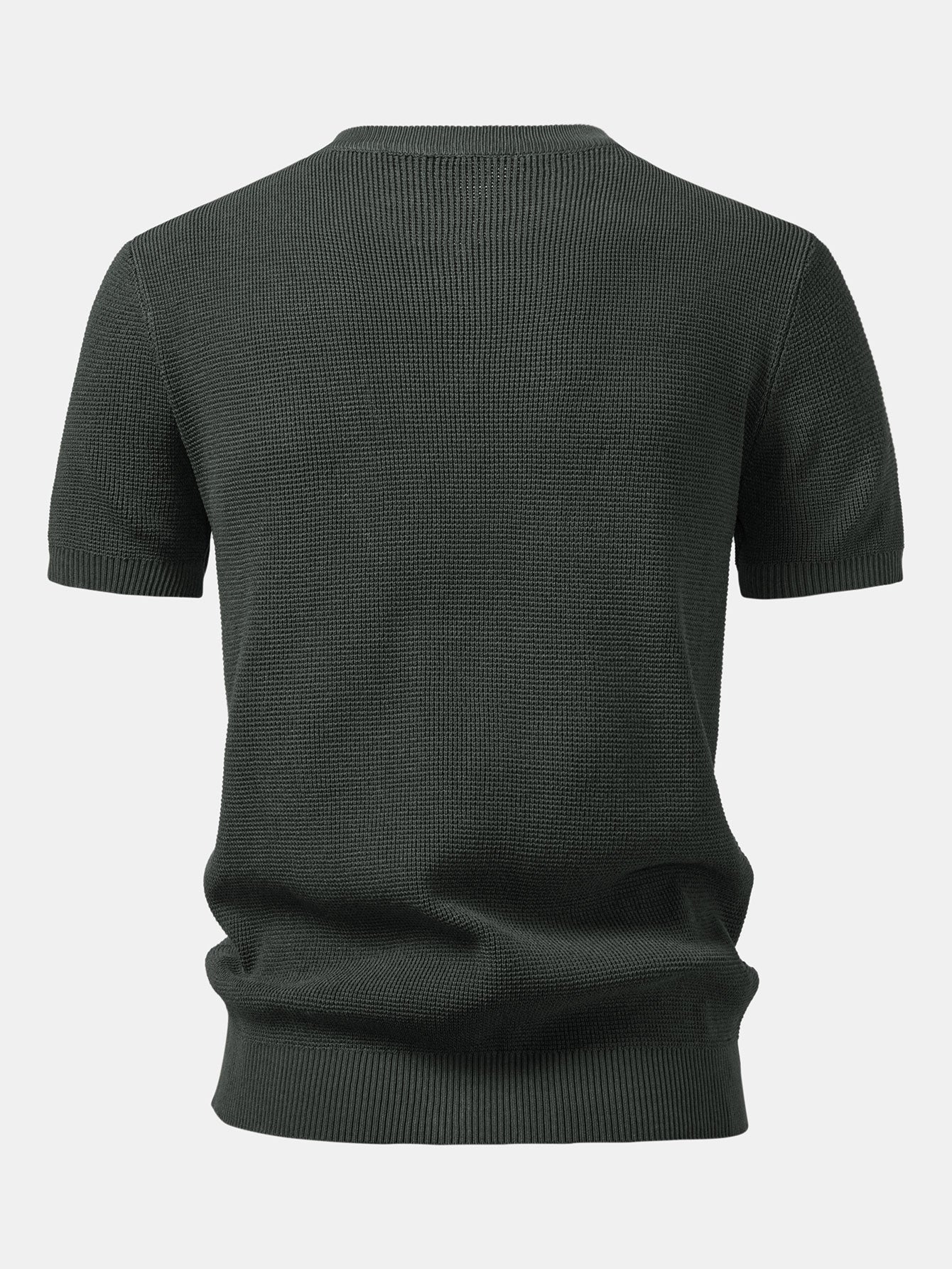 Waffle Structure Knitted Henley Shirt