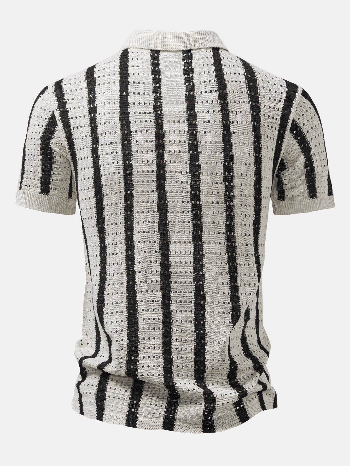 Striped eyelet knitted shirt