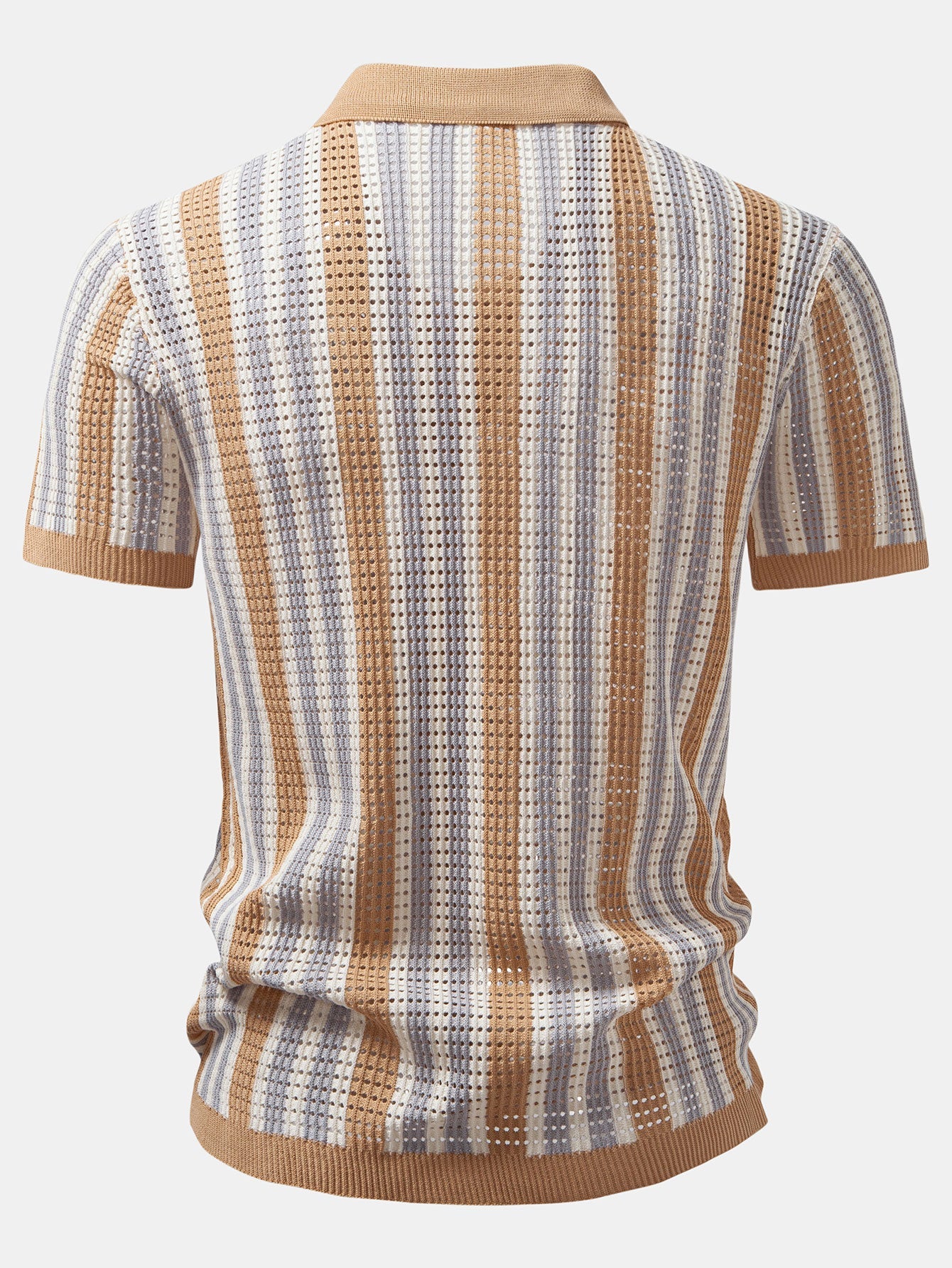 Striped Eyelet Crocheted Shirt