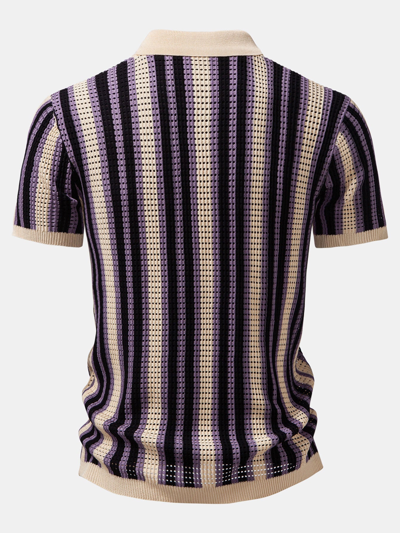 Striped Eyelet Crocheted Shirt