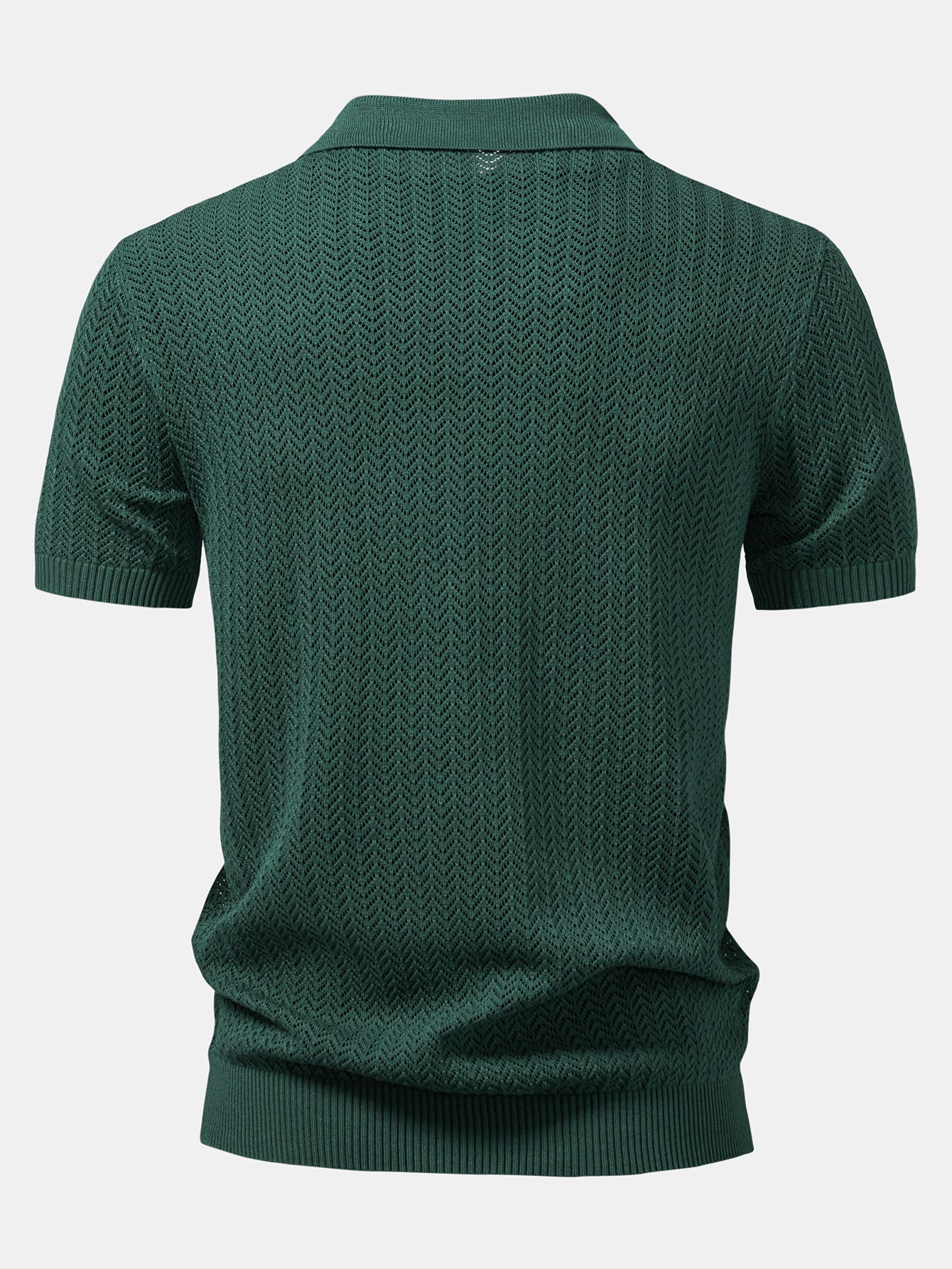 Structured Knitted V-Neck Polo Shirt