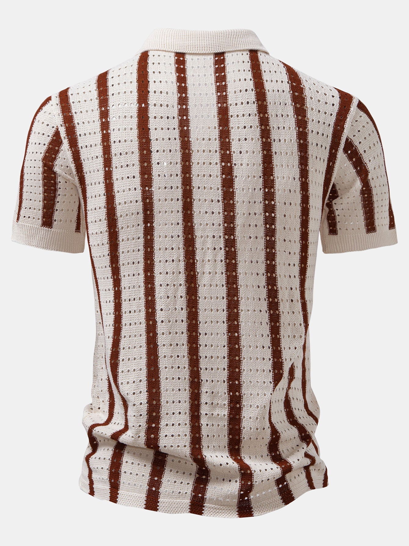 Striped eyelet knitted shirt