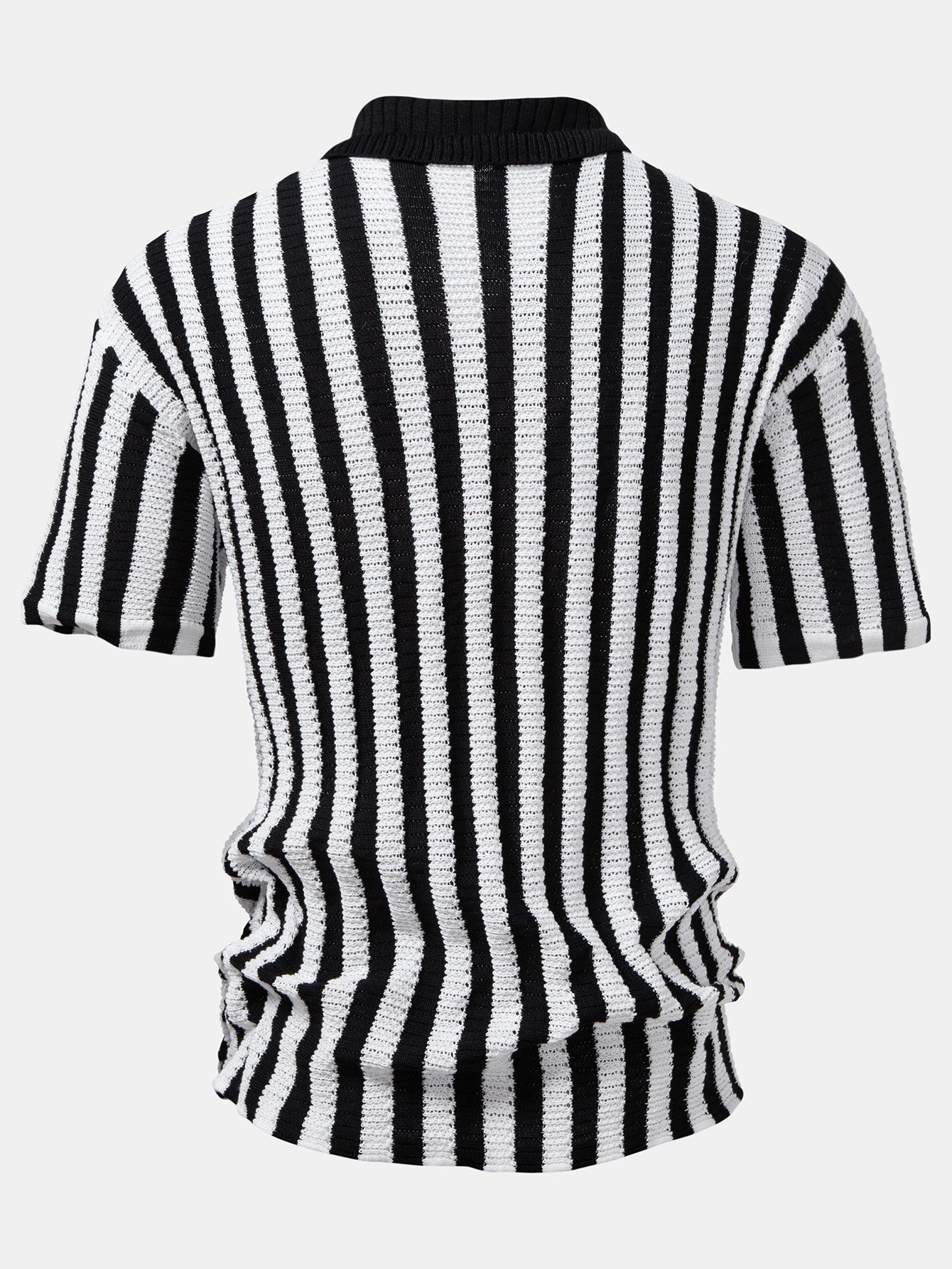 Shirt with Striped Crocheted Drop Shoulder