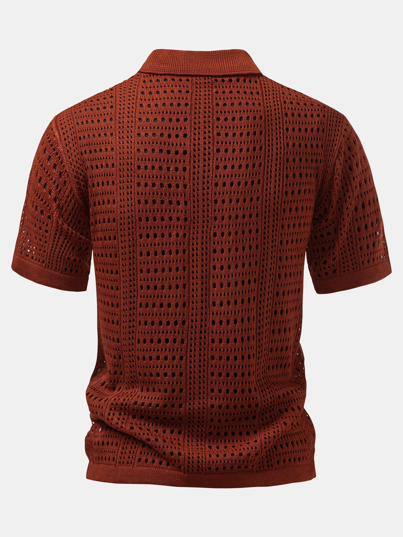 Hollow Out V-Neck Polo Shirt