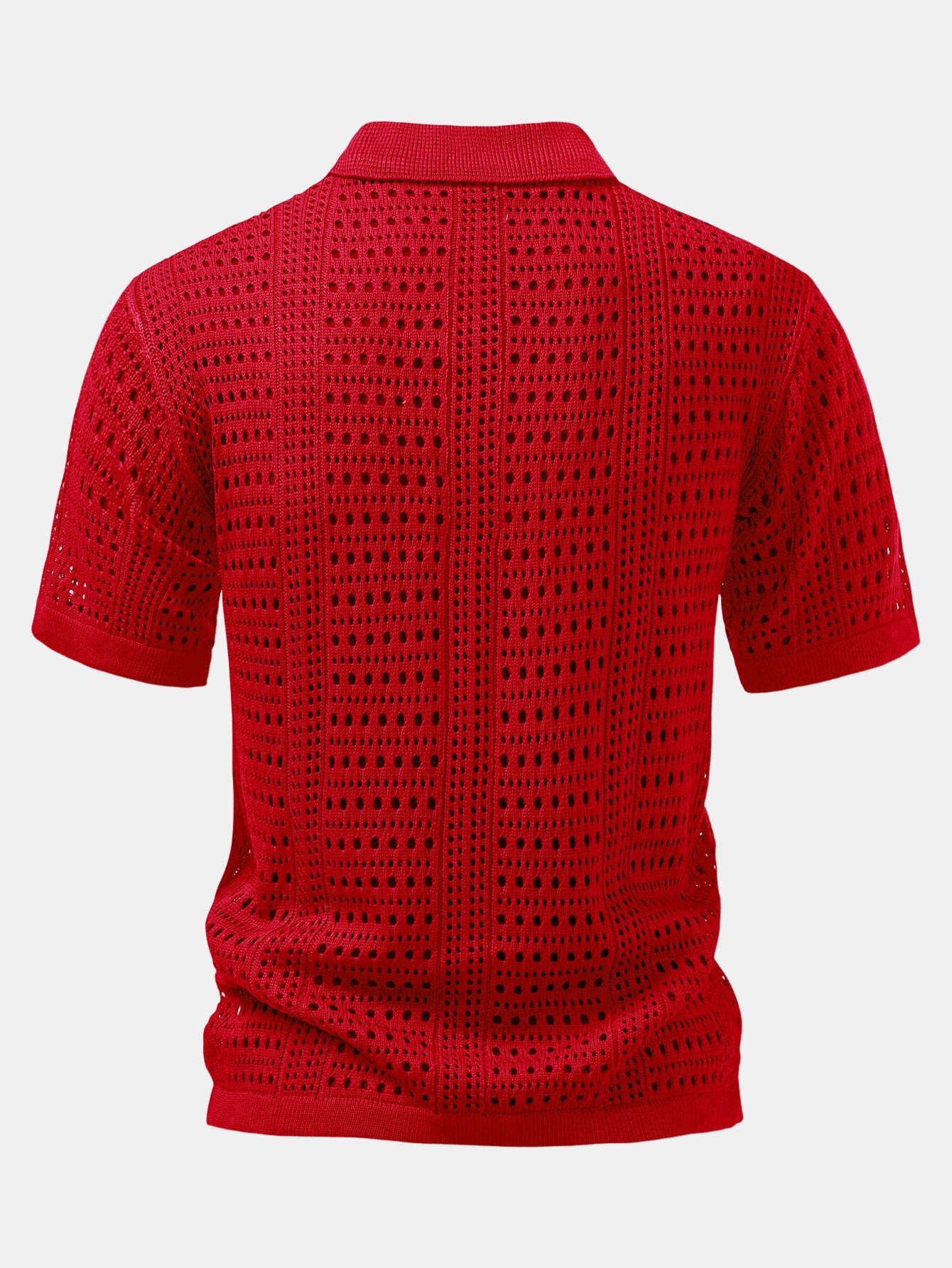 Hollow Out V-Neck Polo Shirt