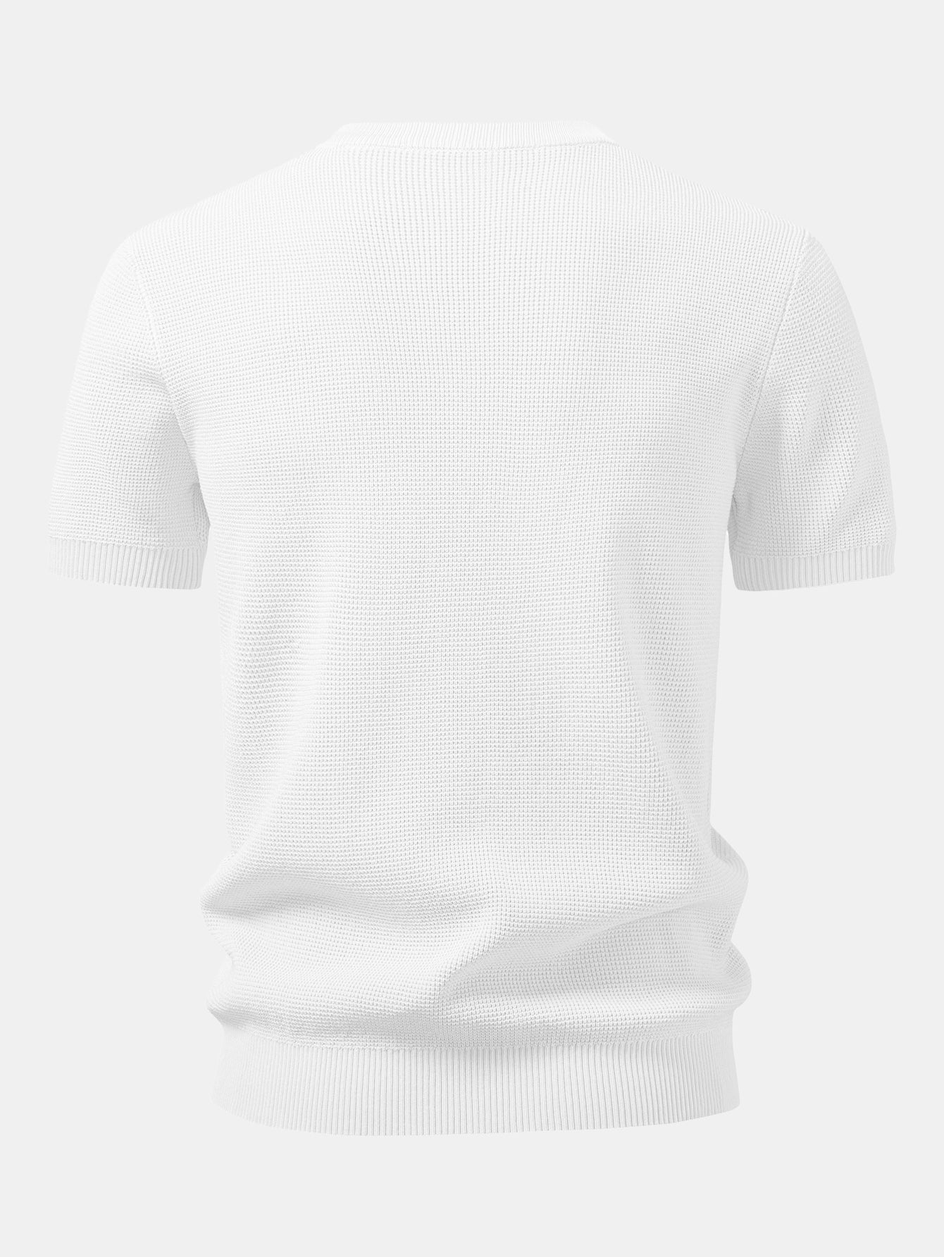 Waffle Structure Knitted Henley Shirt