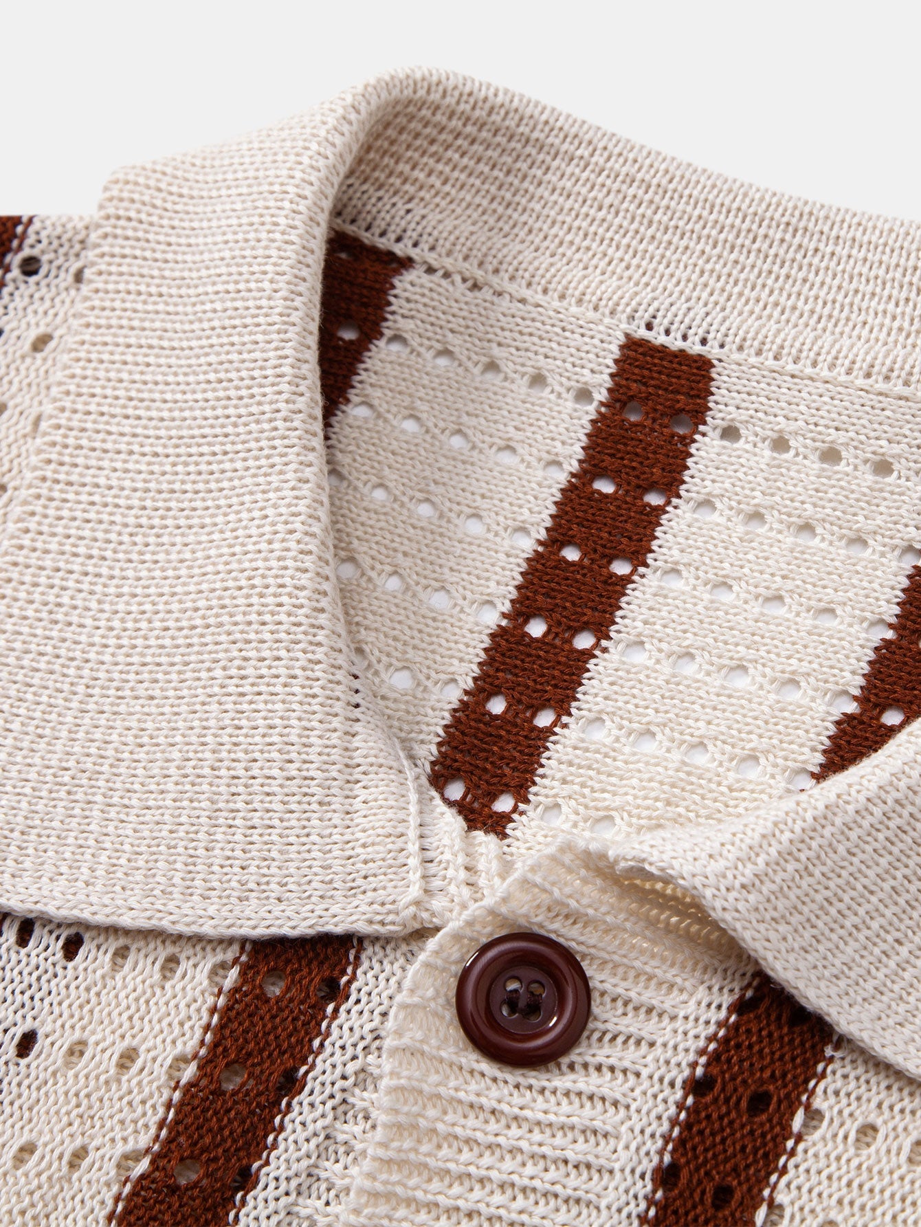 Striped eyelet knitted shirt
