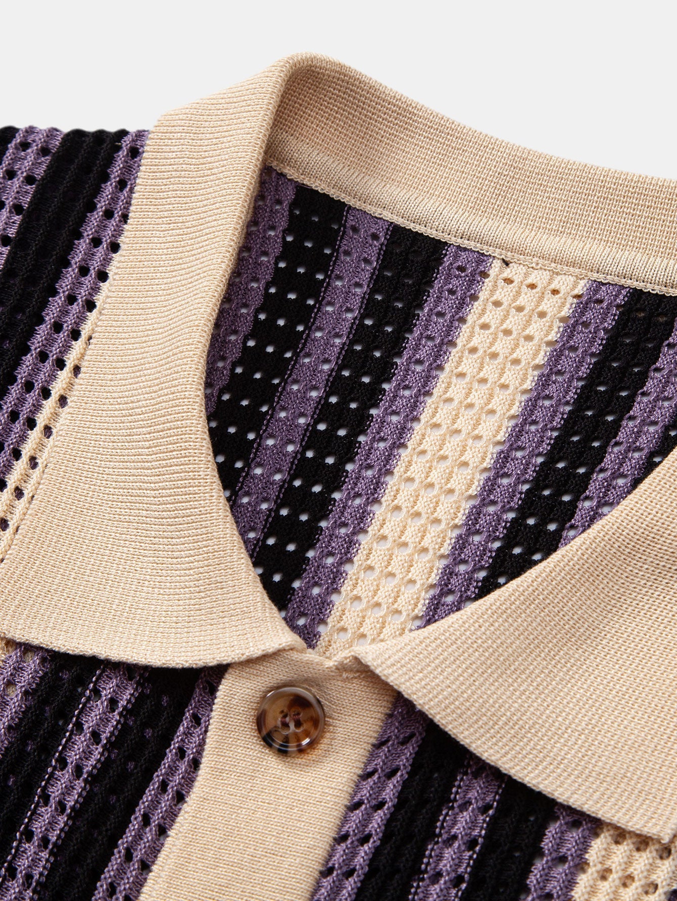 Striped Eyelet Crocheted Shirt