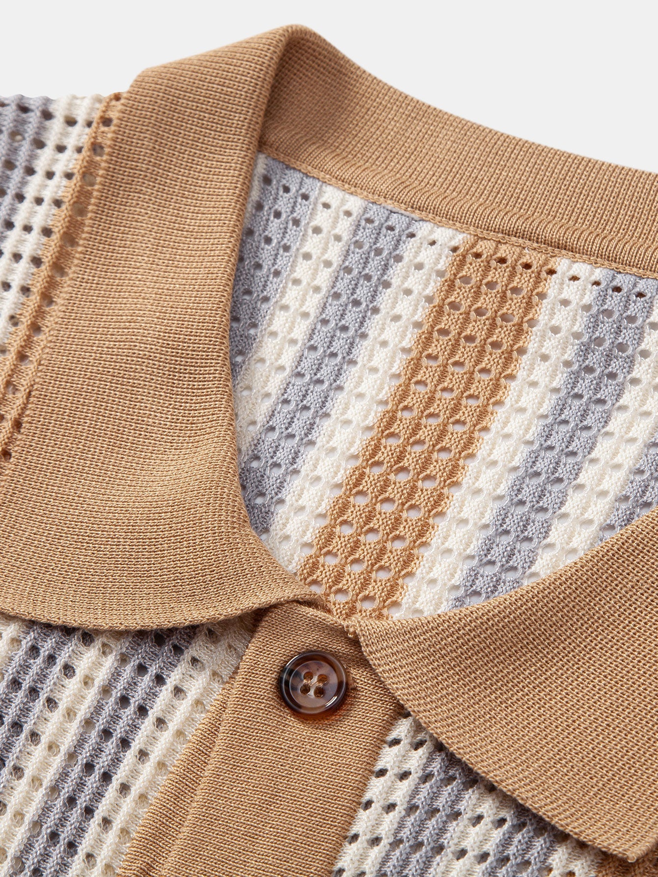 Striped Eyelet Crocheted Shirt
