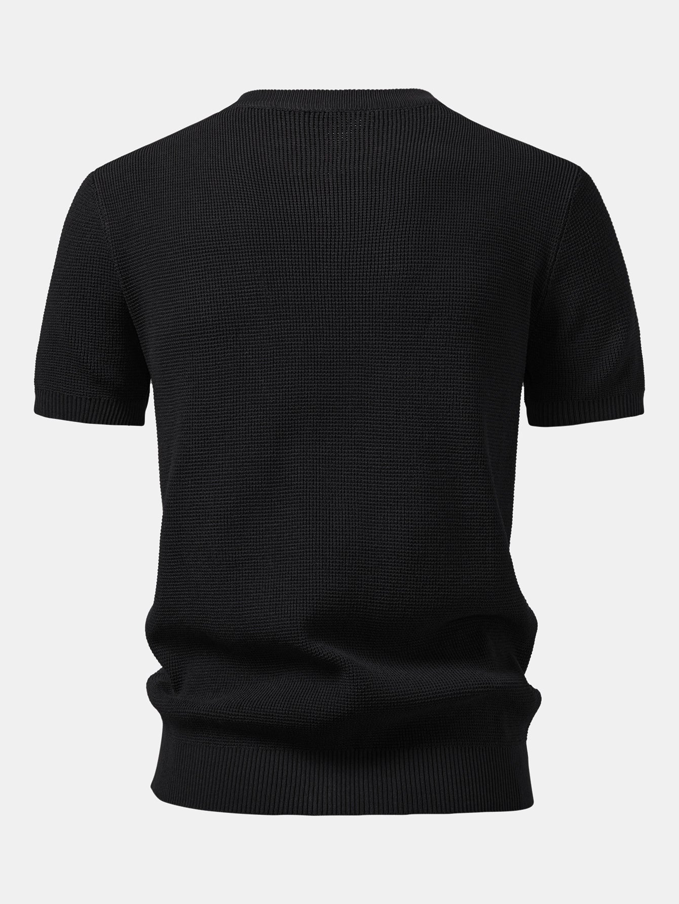 Waffle Structure Knitted Henley Shirt