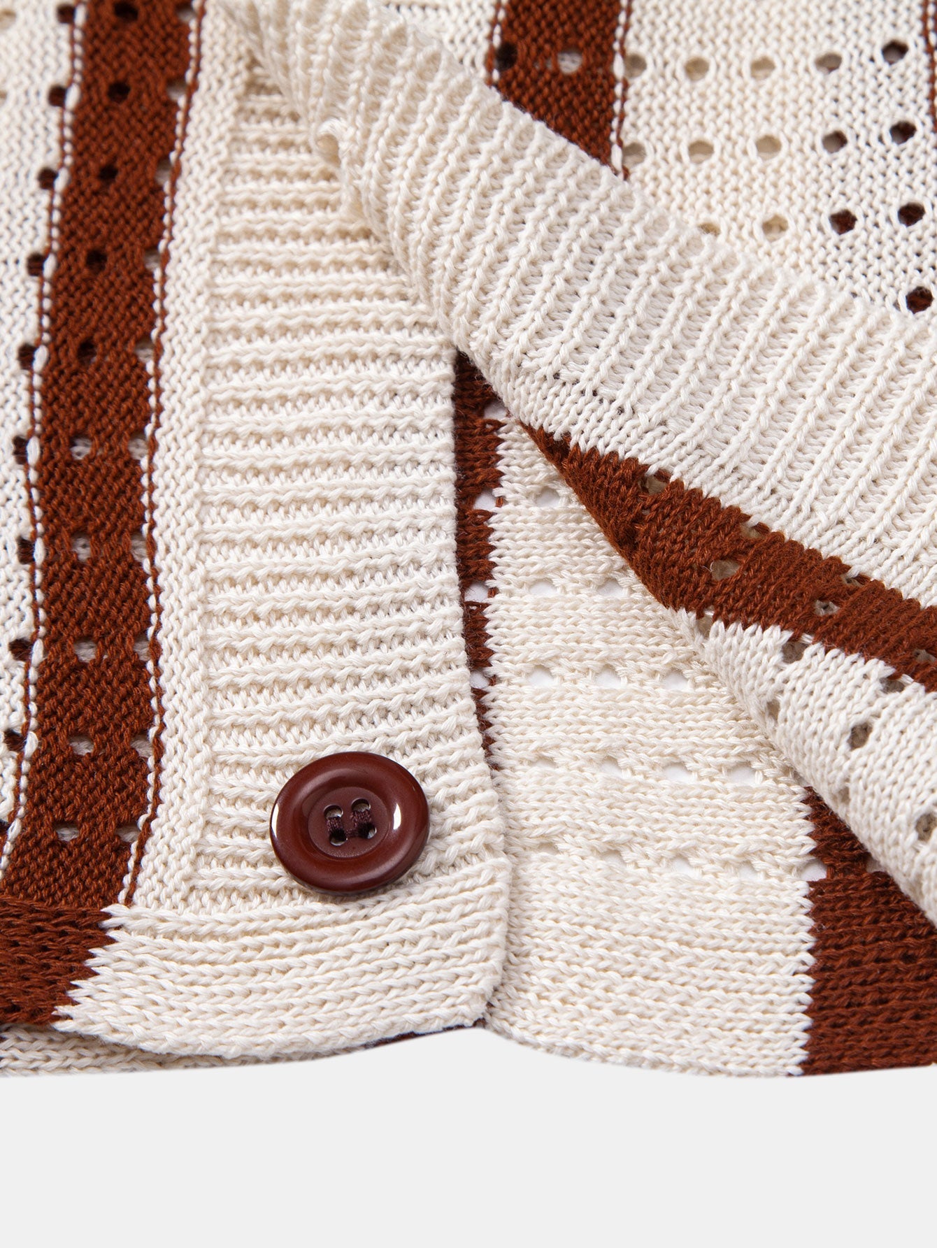 Striped eyelet knitted shirt