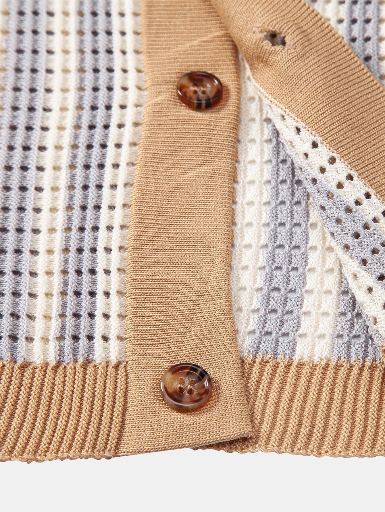 Striped Eyelet Crocheted Shirt
