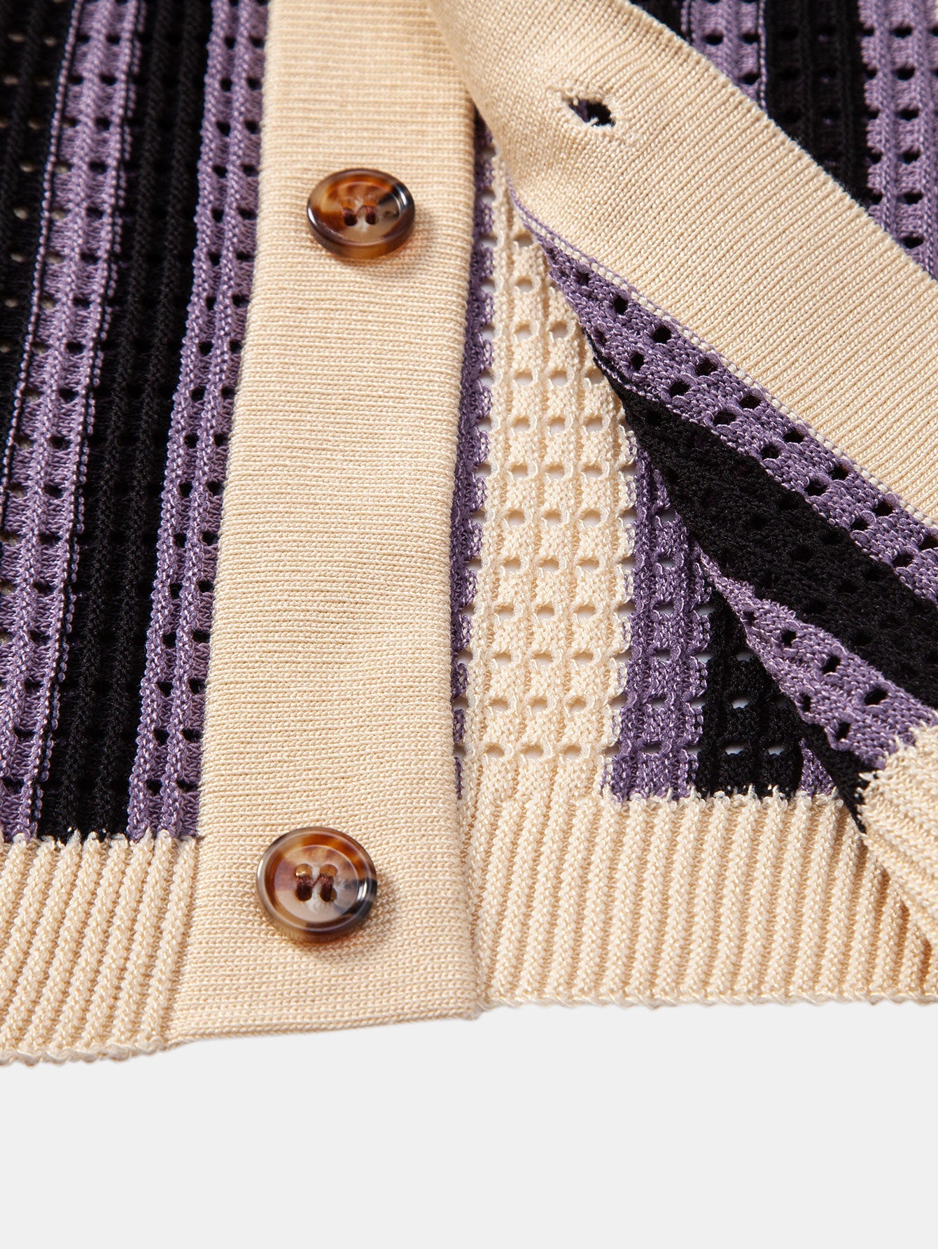Striped Eyelet Crocheted Shirt