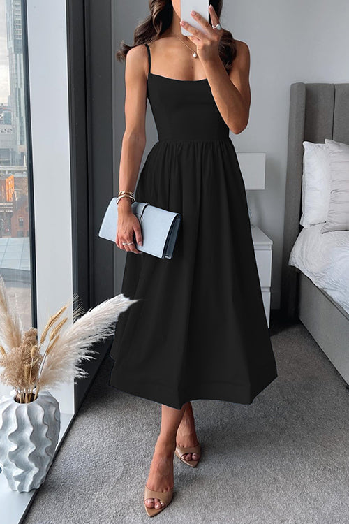GISELLE™ - SPAGHETTI STRAP A-LINE MIDI DRESS
