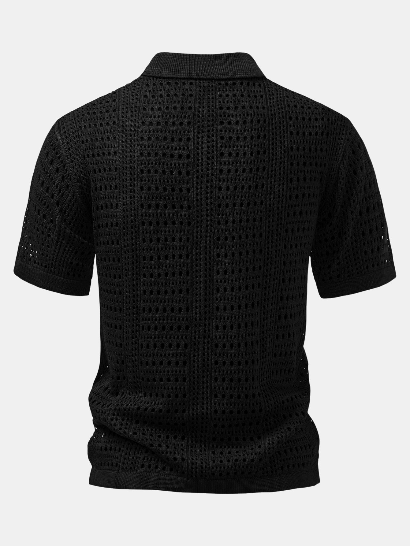 Hollow Out V-Neck Polo Shirt