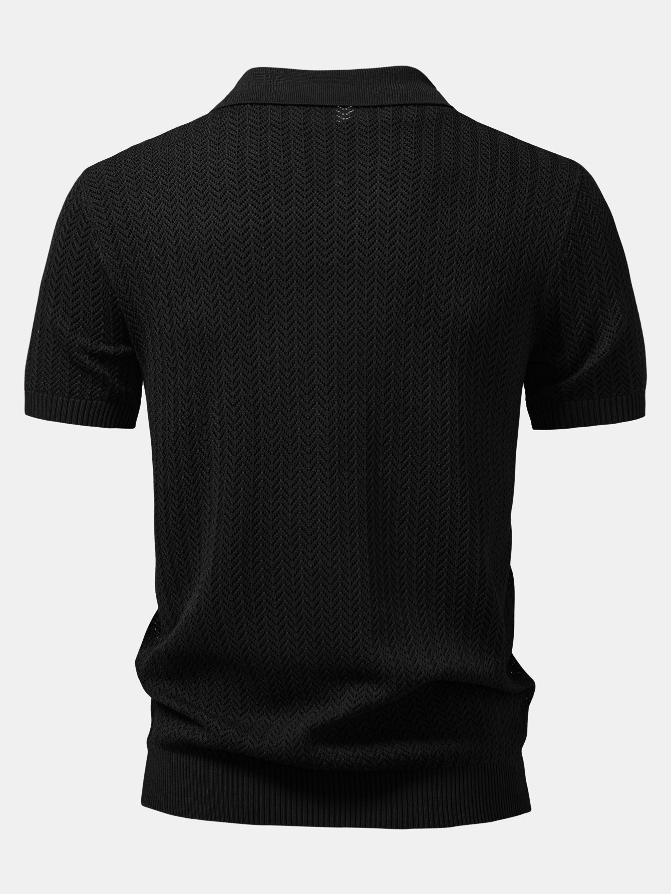 Structured Knitted V-Neck Polo Shirt
