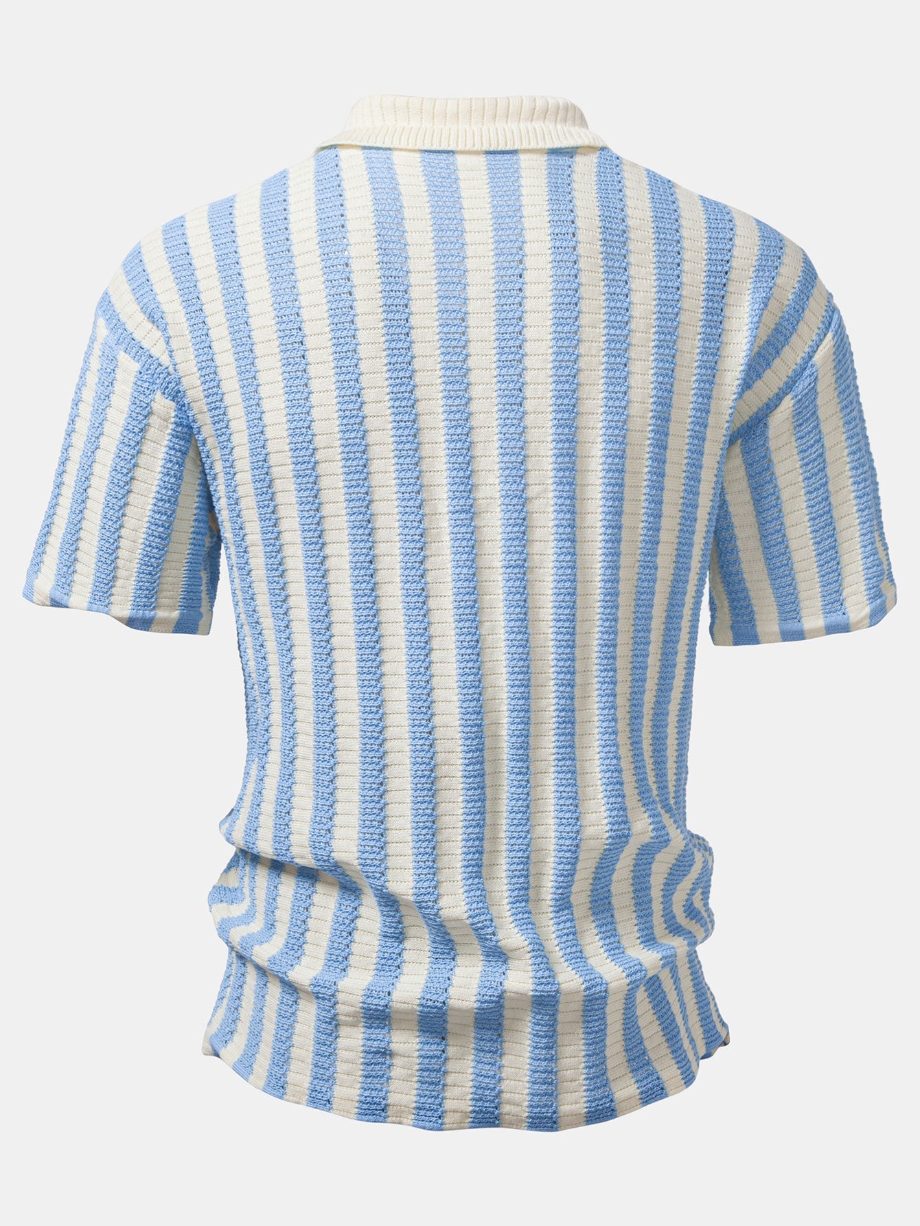 Shirt with Striped Crocheted Drop Shoulder