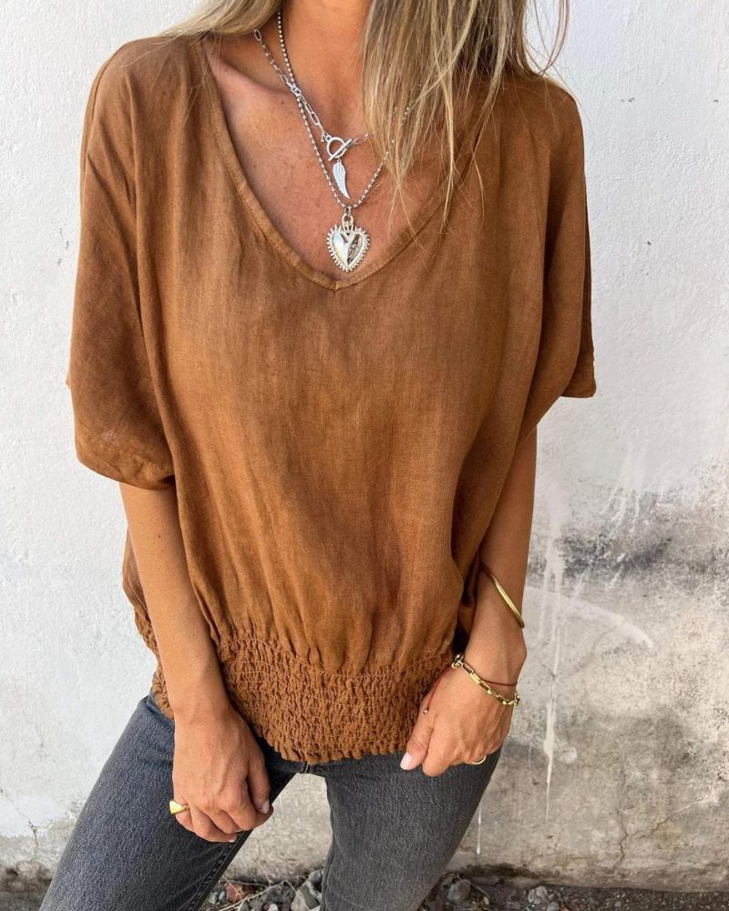 BOMIA™ - COMFORTABLE WAISTED T-SHIRT WITH V-NECKLINE