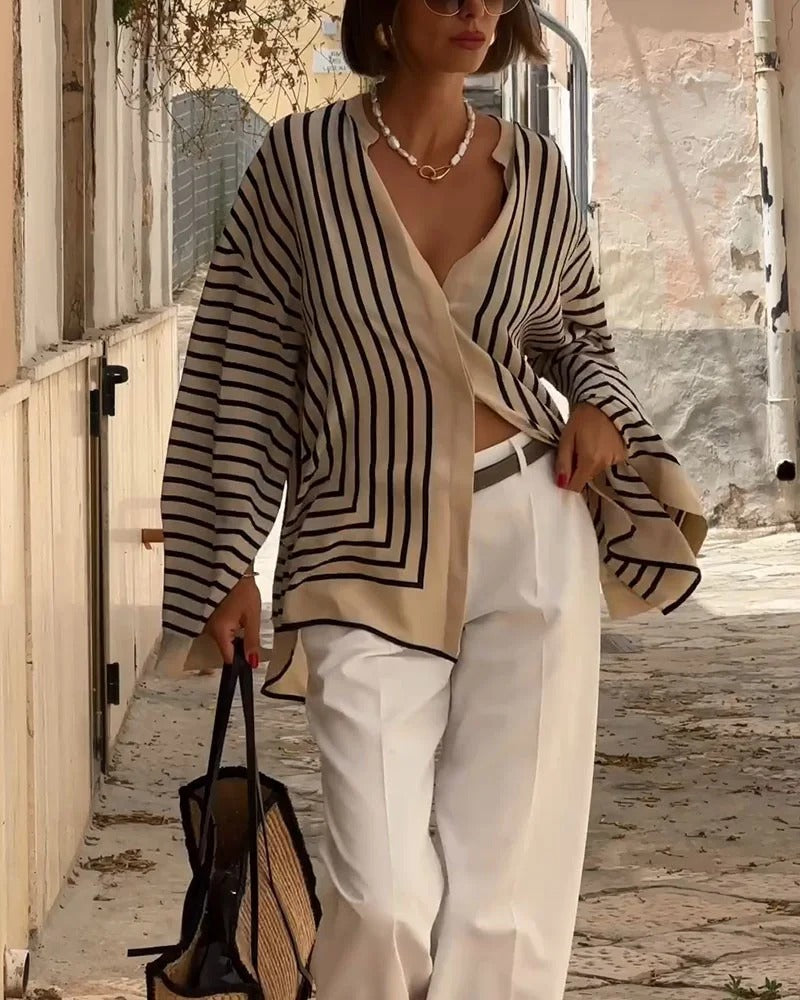 Vanessa™ - STRIPED BLOUSE WITH ELEGANT DESIGN