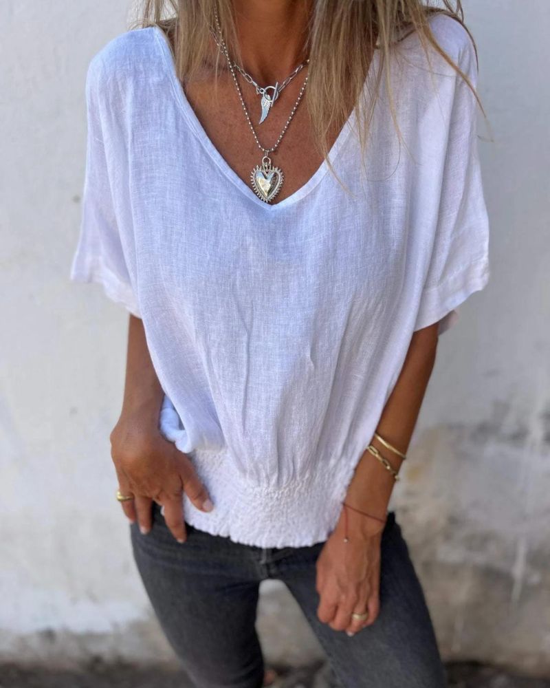 BOMIA™ - COMFORTABLE WAISTED T-SHIRT WITH V-NECKLINE