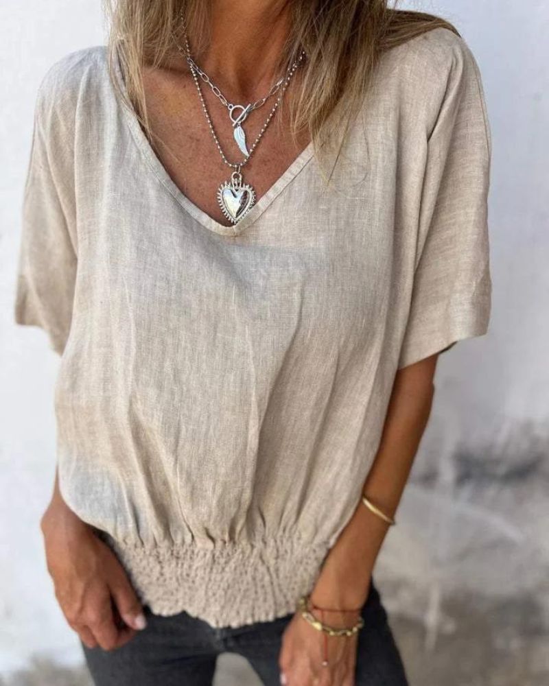 BOMIA™ - COMFORTABLE WAISTED T-SHIRT WITH V-NECKLINE
