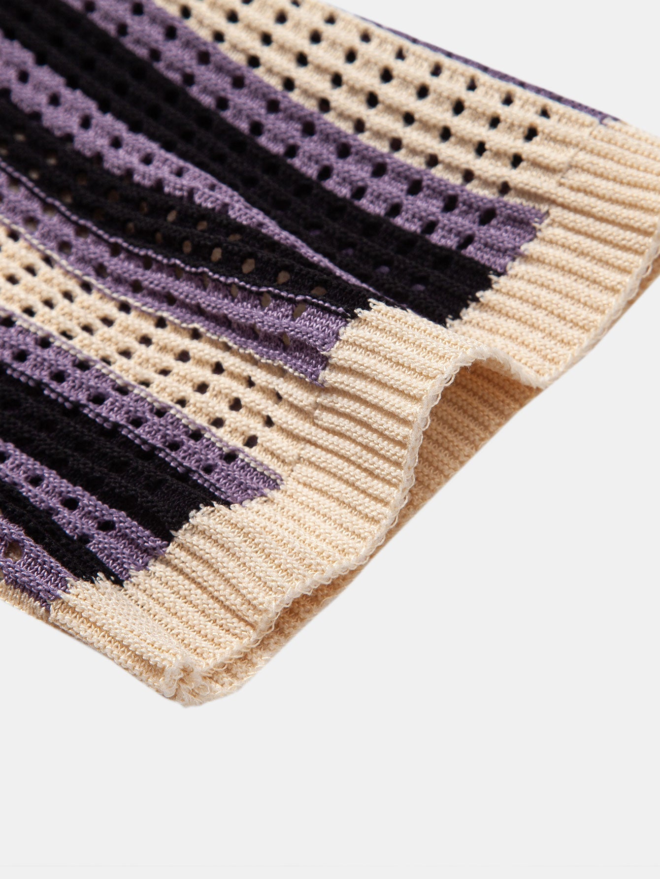 Striped Eyelet Crocheted Shirt