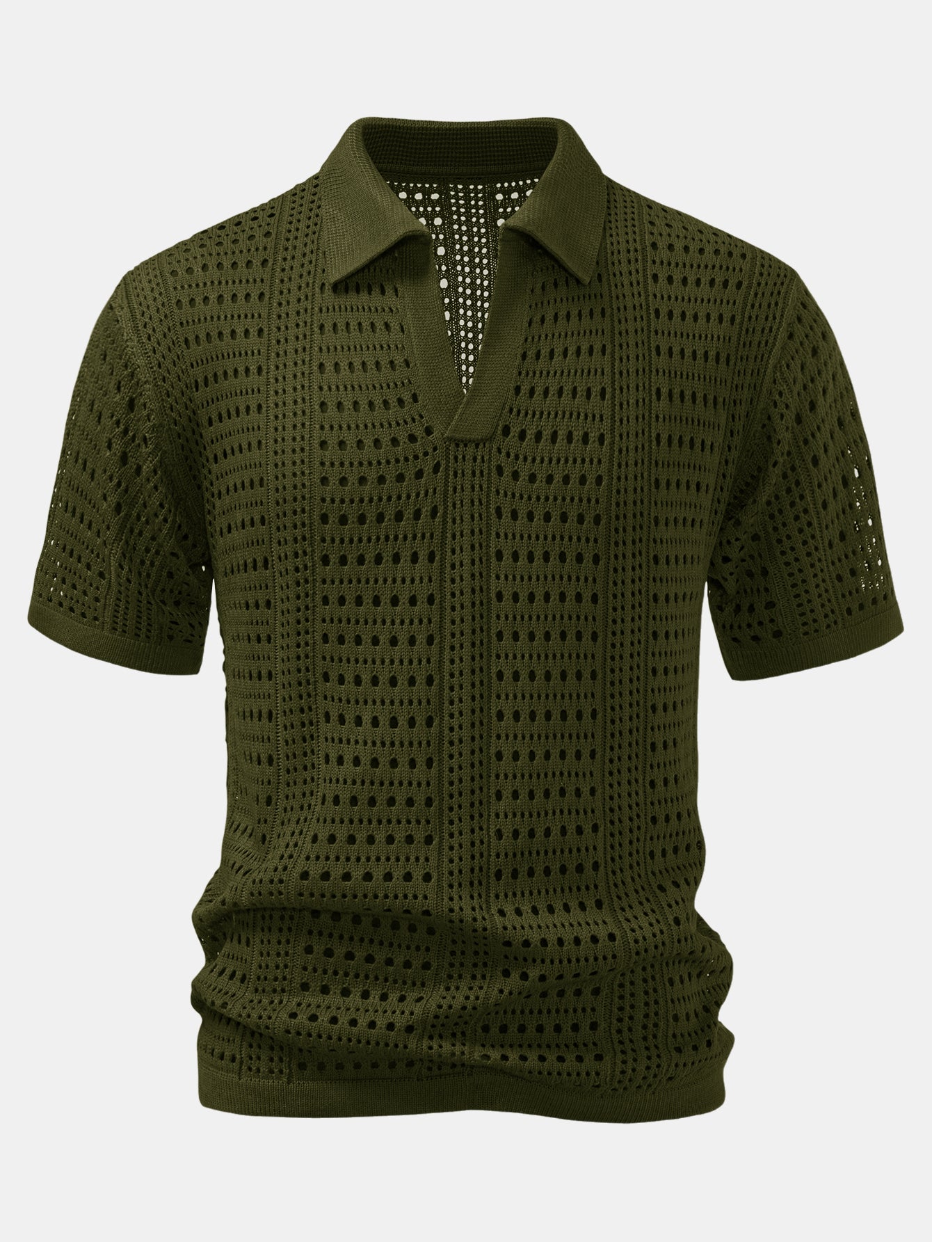 Hollow Out V-Neck Polo Shirt