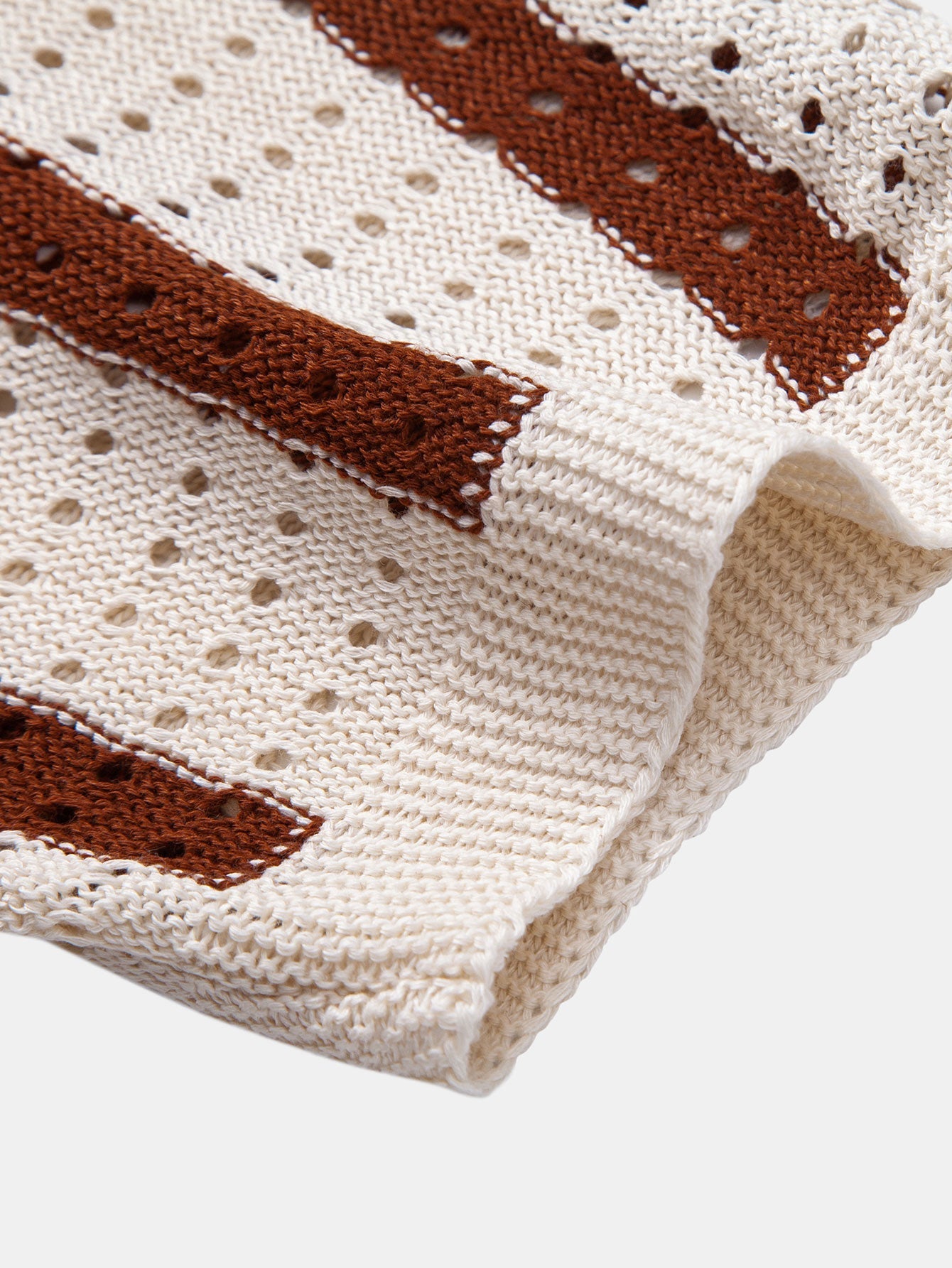 Striped eyelet knitted shirt