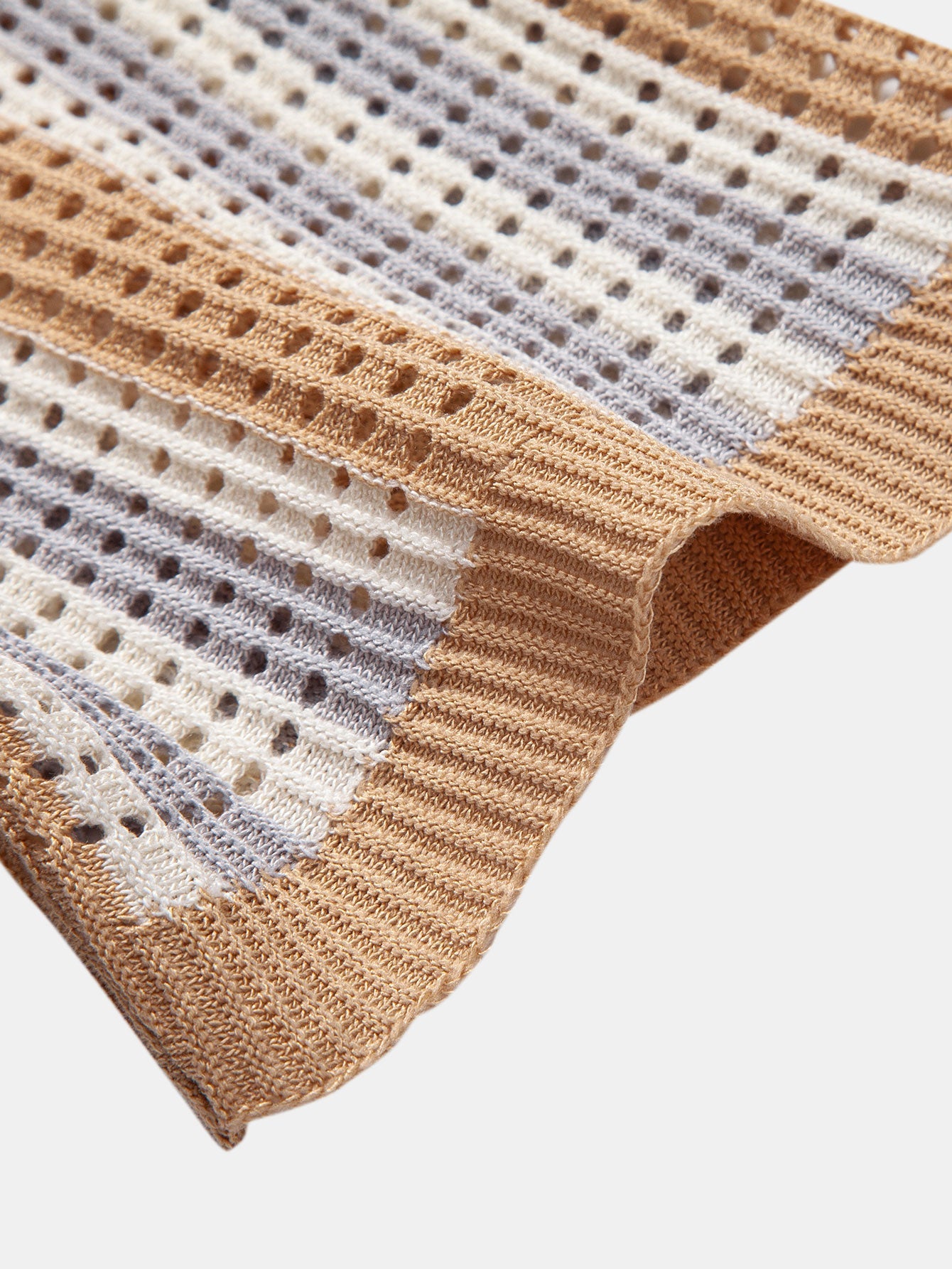 Striped Eyelet Crocheted Shirt
