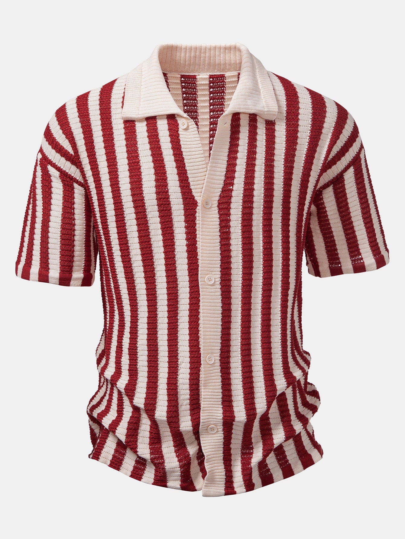 Shirt with Striped Crocheted Drop Shoulder