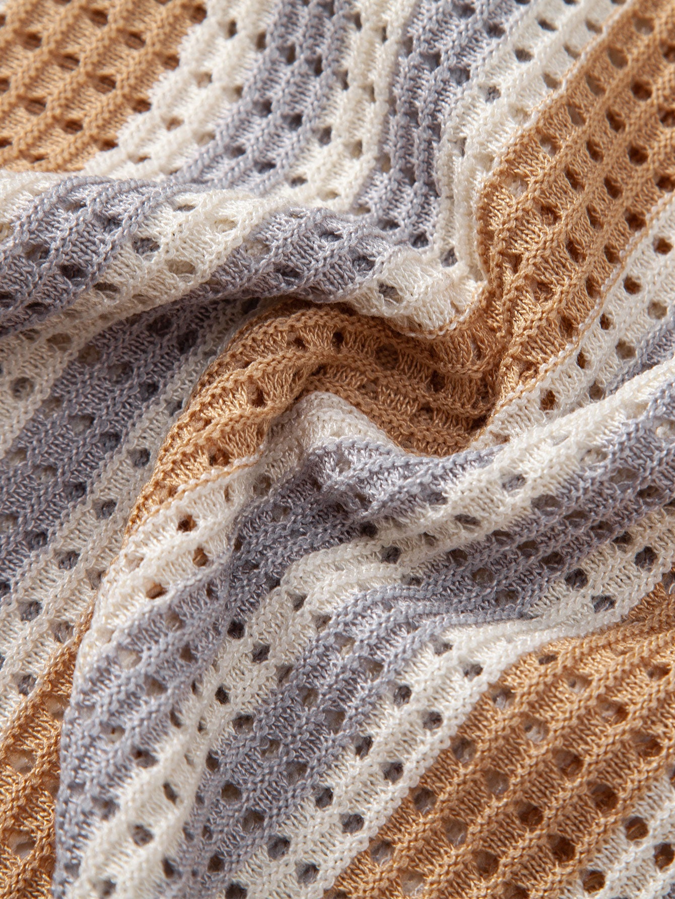Striped Eyelet Crocheted Shirt