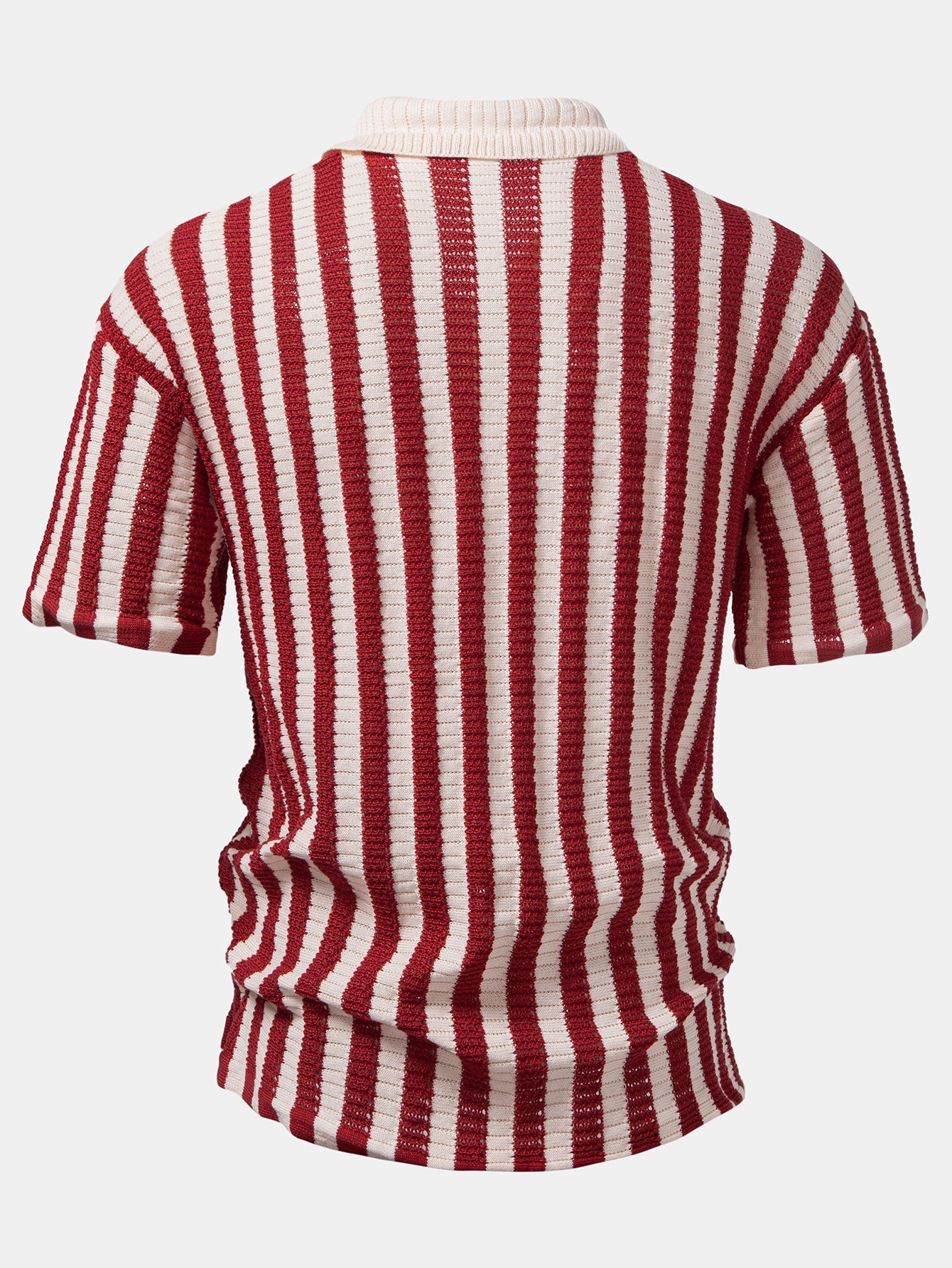 Shirt with Striped Crocheted Drop Shoulder