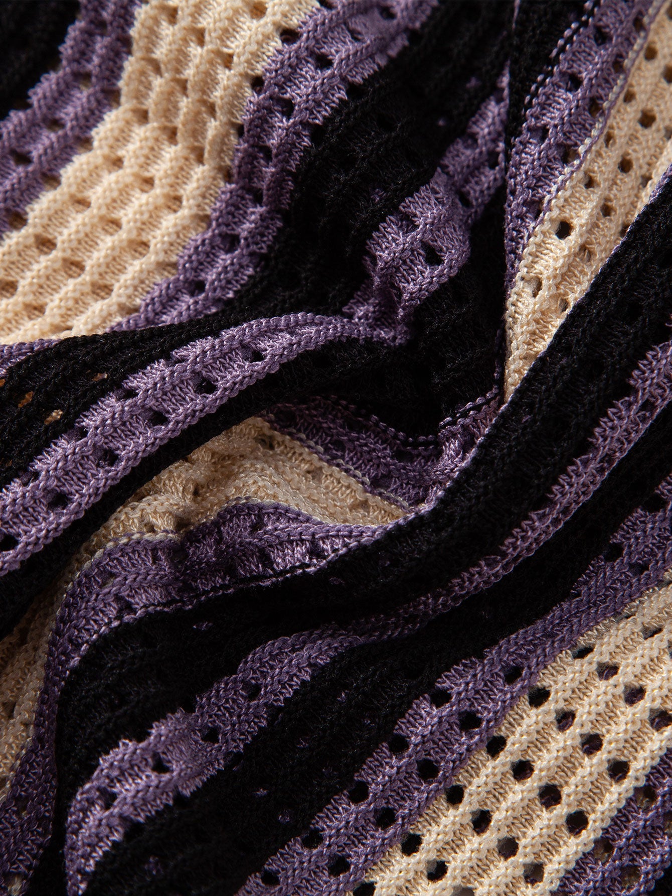 Striped Eyelet Crocheted Shirt