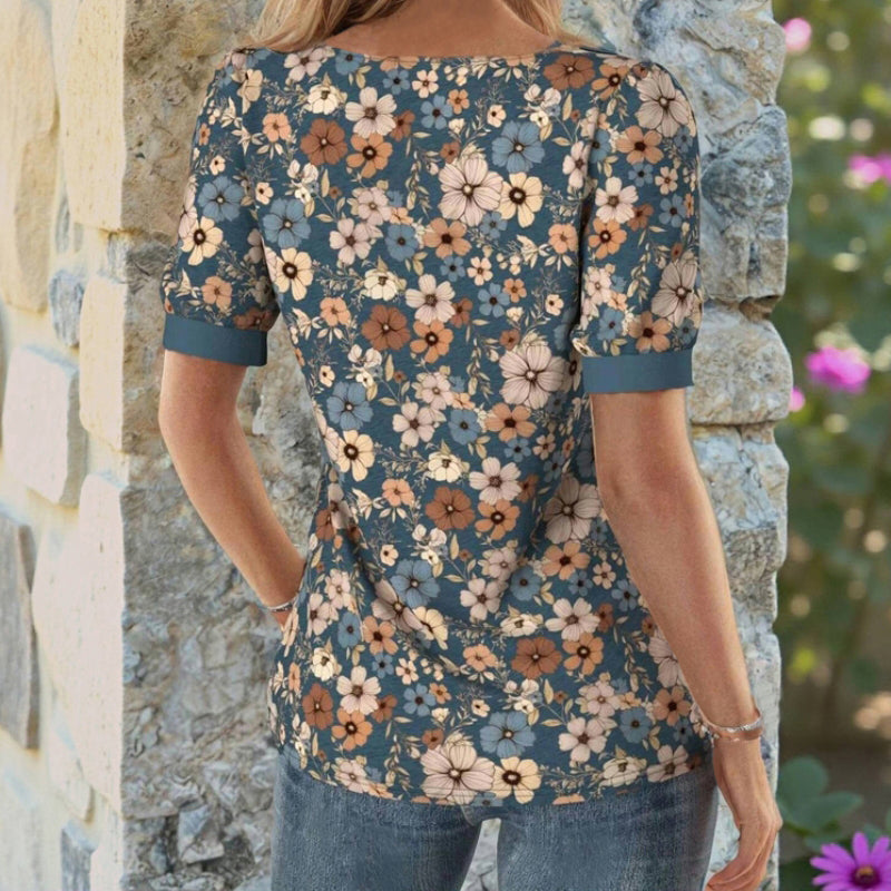 Janelle™ - VINTAGE FLORAL PRINT BLOUSE WITH ELEGANT DESIGN