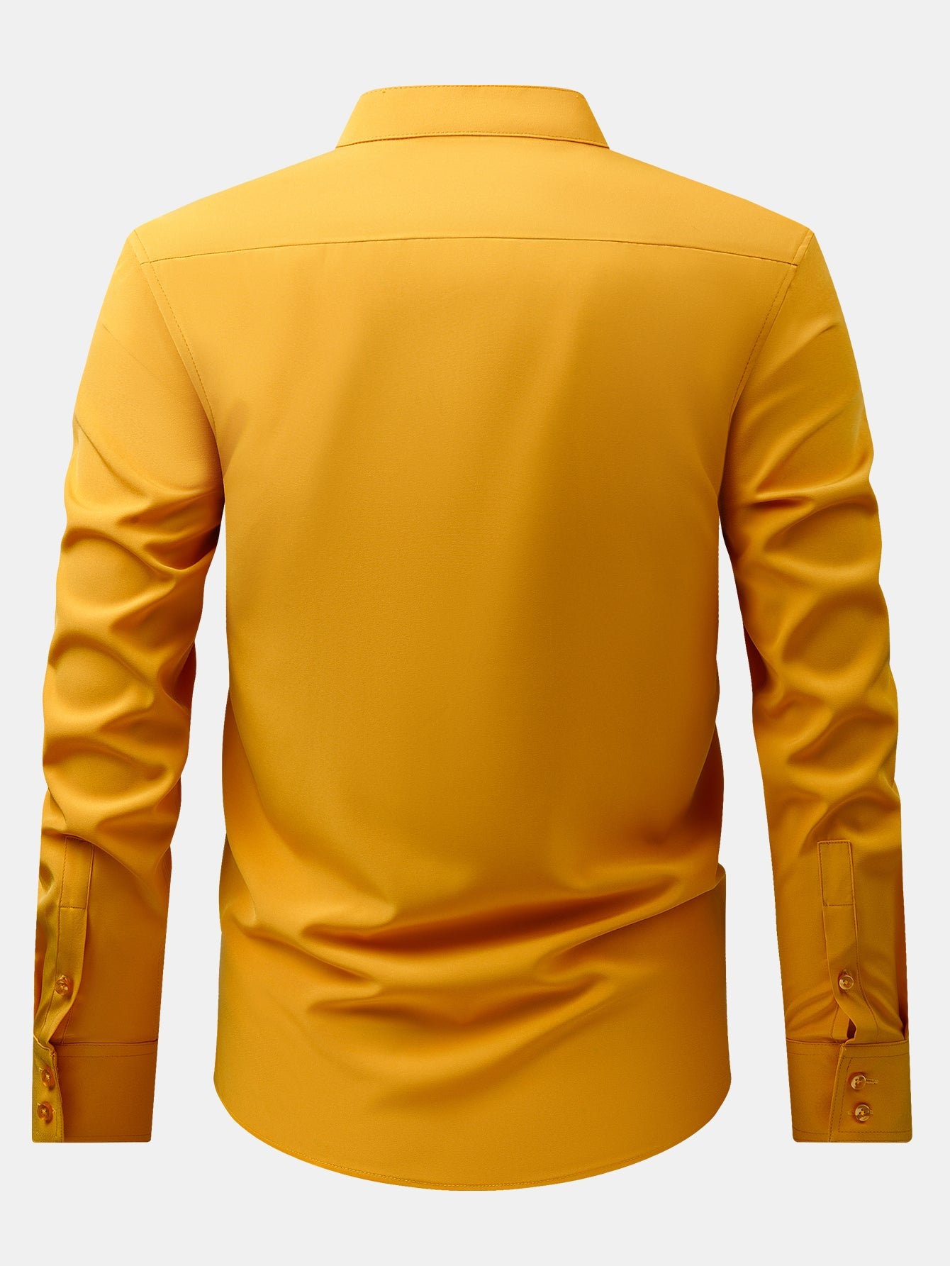 Wrinkle-Free Covered Button Placket Stand Collar Shirt