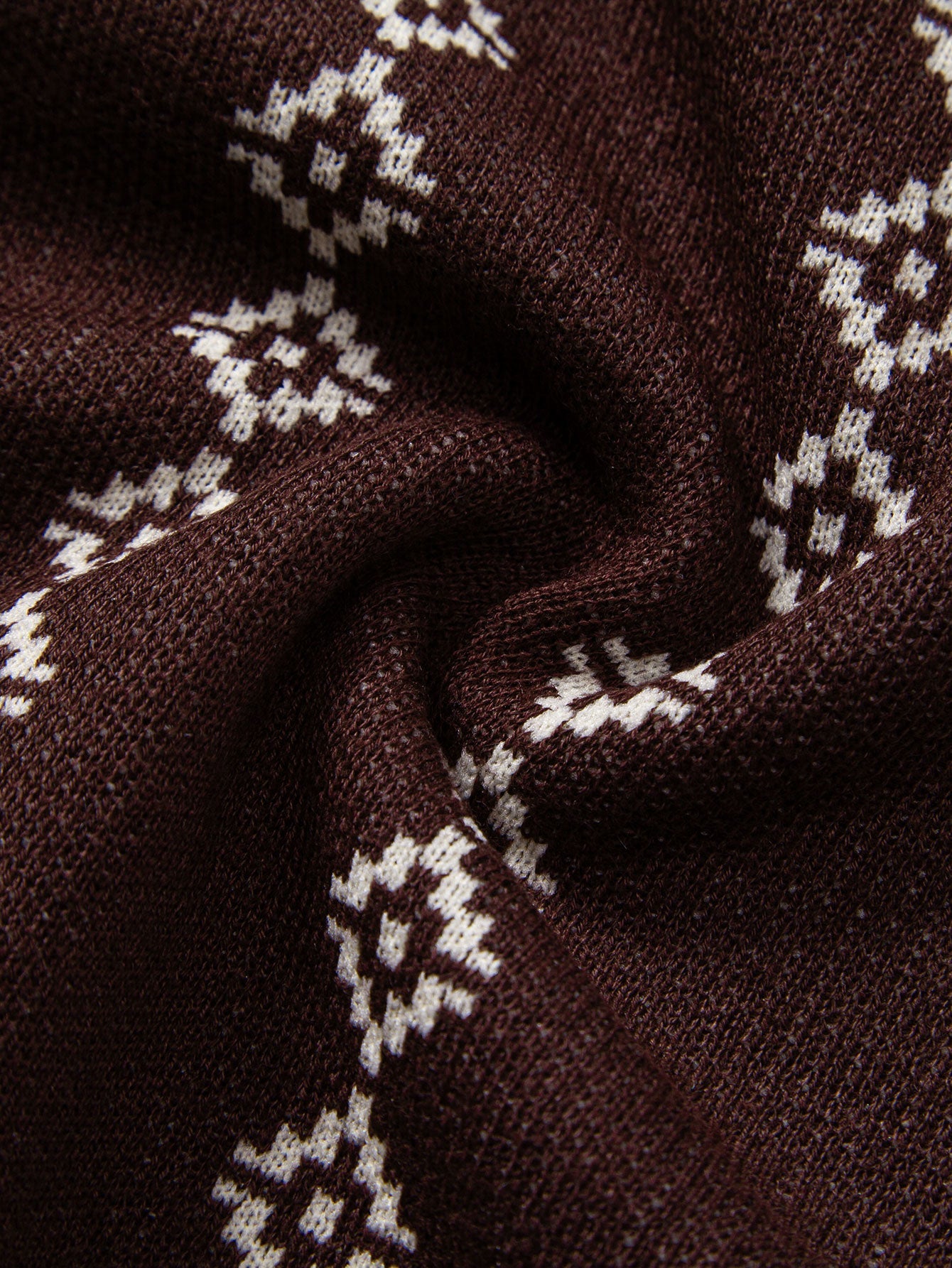 Geometric Knitted V-Neck Polo Shirt