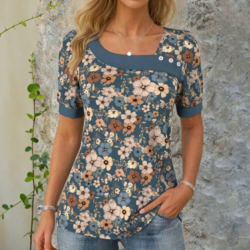 Janelle™ - VINTAGE FLORAL PRINT BLOUSE WITH ELEGANT DESIGN