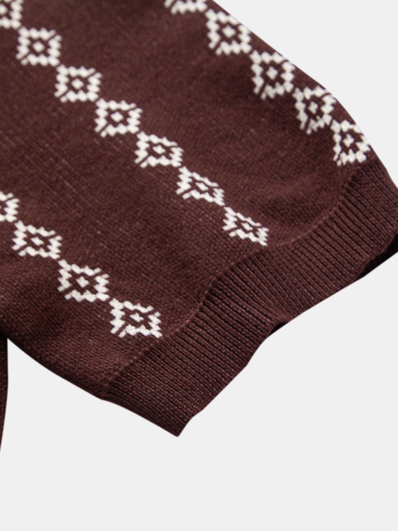 Geometric Knitted V-Neck Polo Shirt