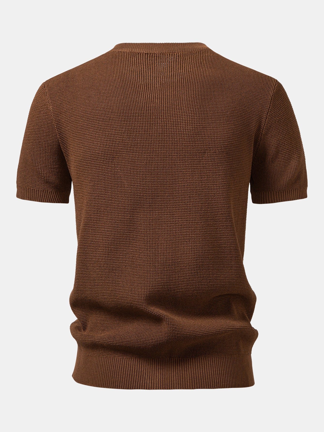 Waffle Structure Knitted Henley Shirt