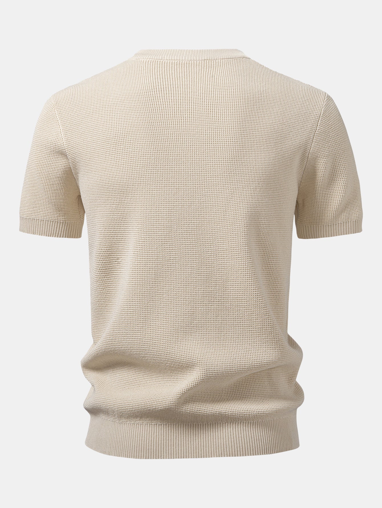 Waffle Structure Knitted Henley Shirt