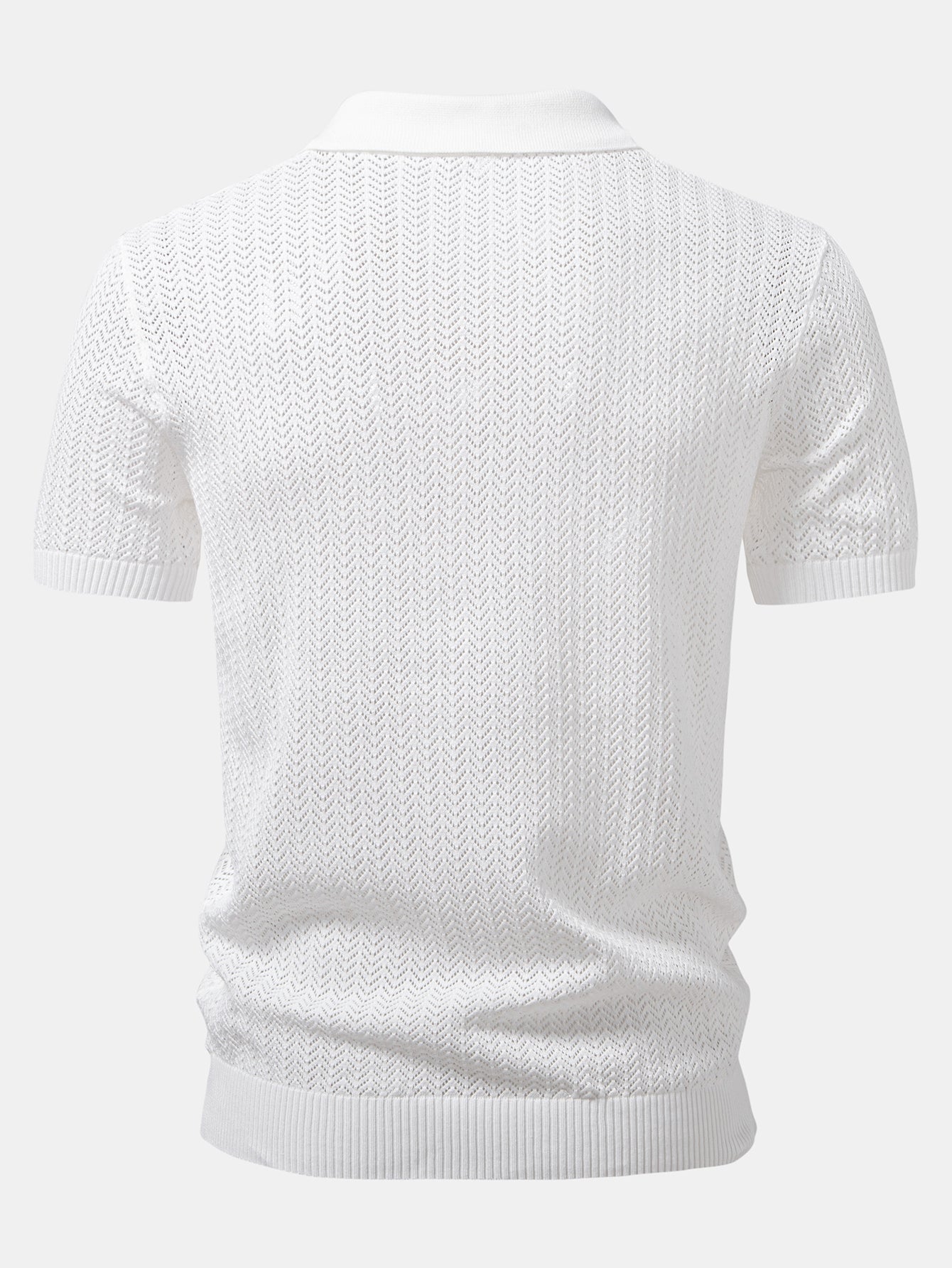 Structured Knitted V-Neck Polo Shirt