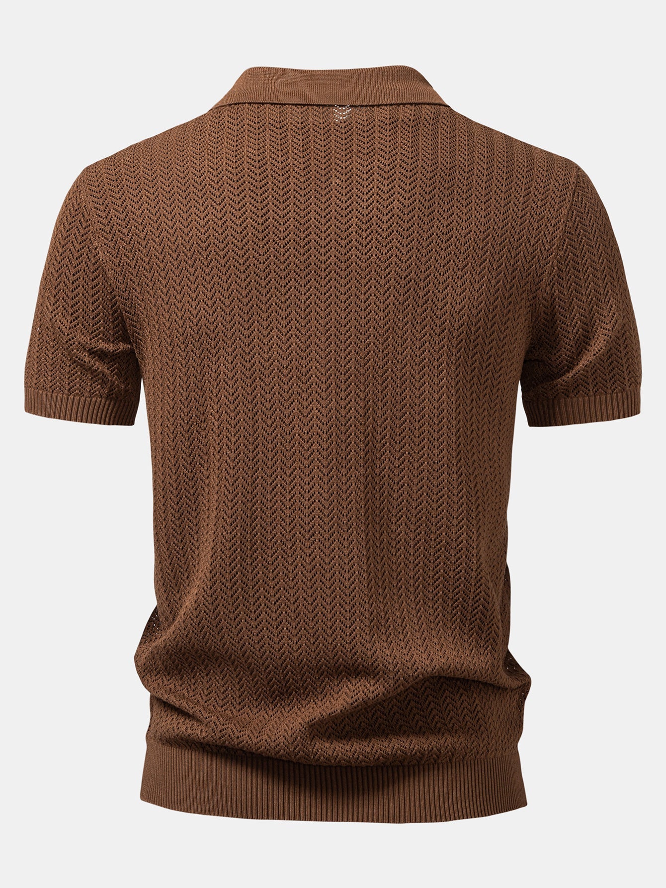 Structured Knitted V-Neck Polo Shirt