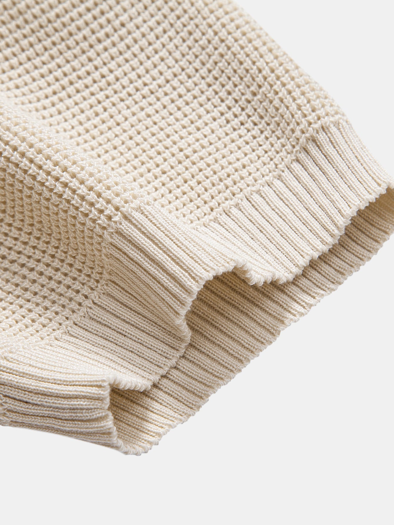 Waffle Structure Knitted Henley Shirt